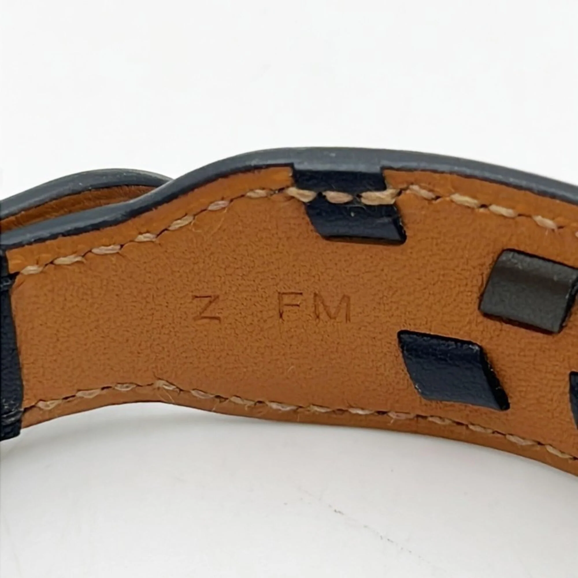 Etriviere Derby Bracelet Calfskin Leather Black and Khaki - Image 4