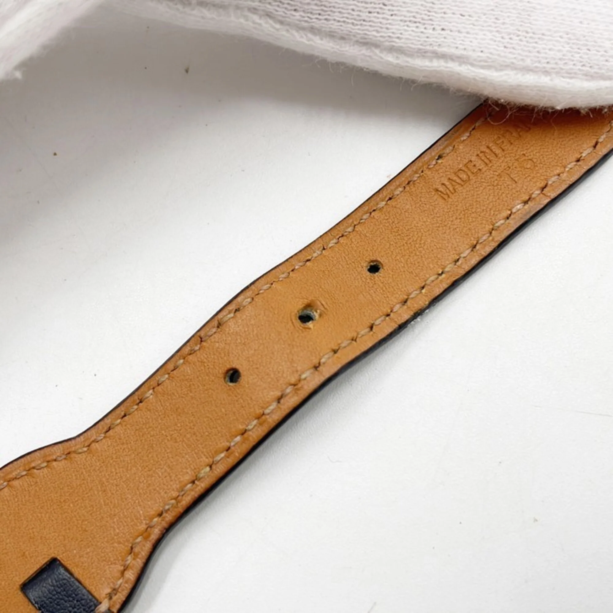 Etriviere Derby Bracelet Calfskin Leather Black and Khaki - Image 5