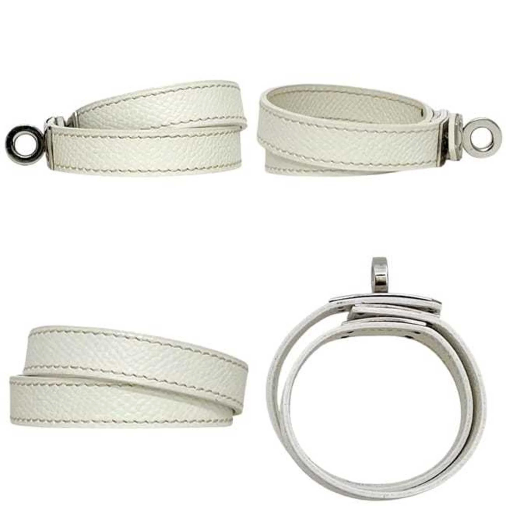 Kelly Bracelet White Leather Silver Hardware - Image 2