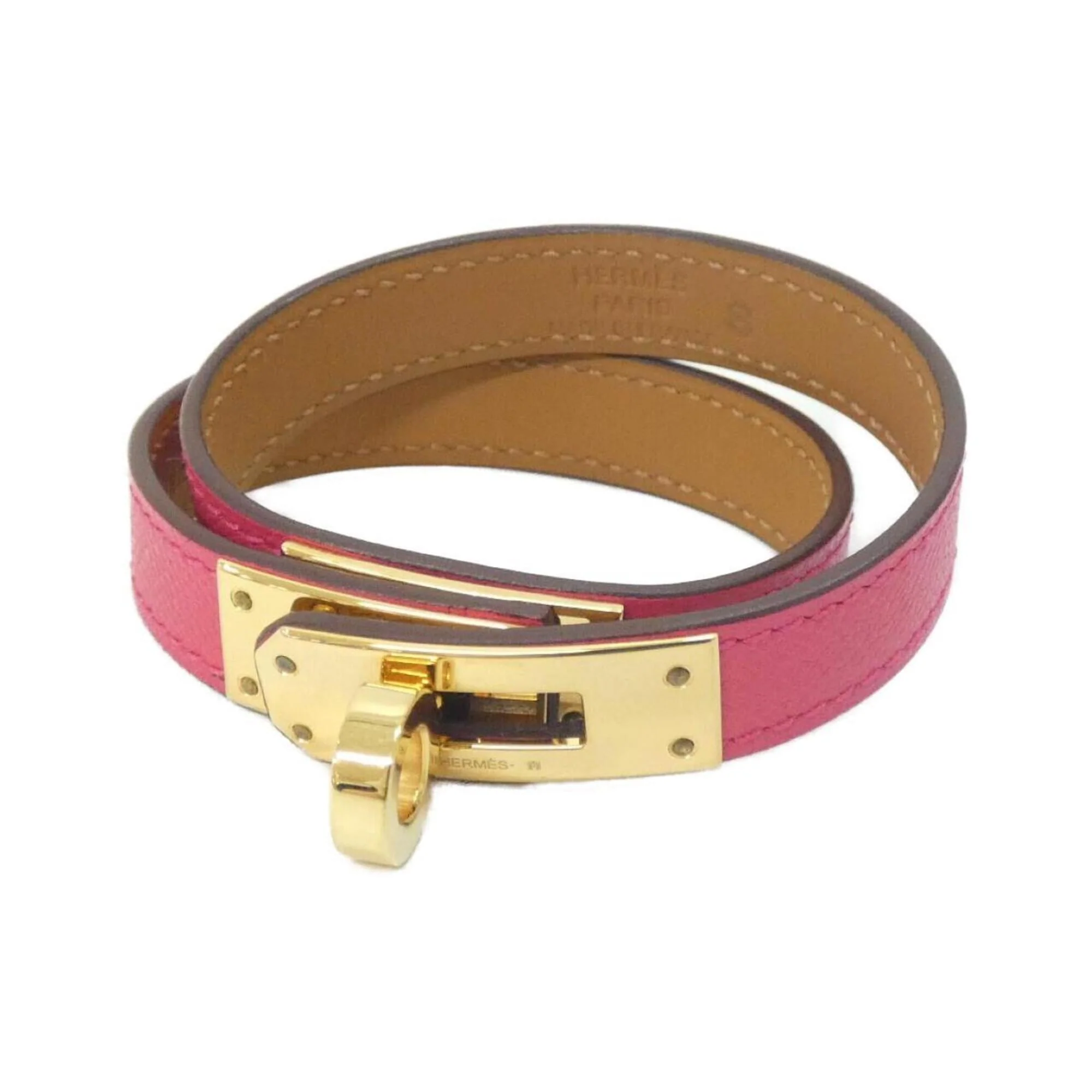 Kelly Double Tour Bracelet Gold Pink