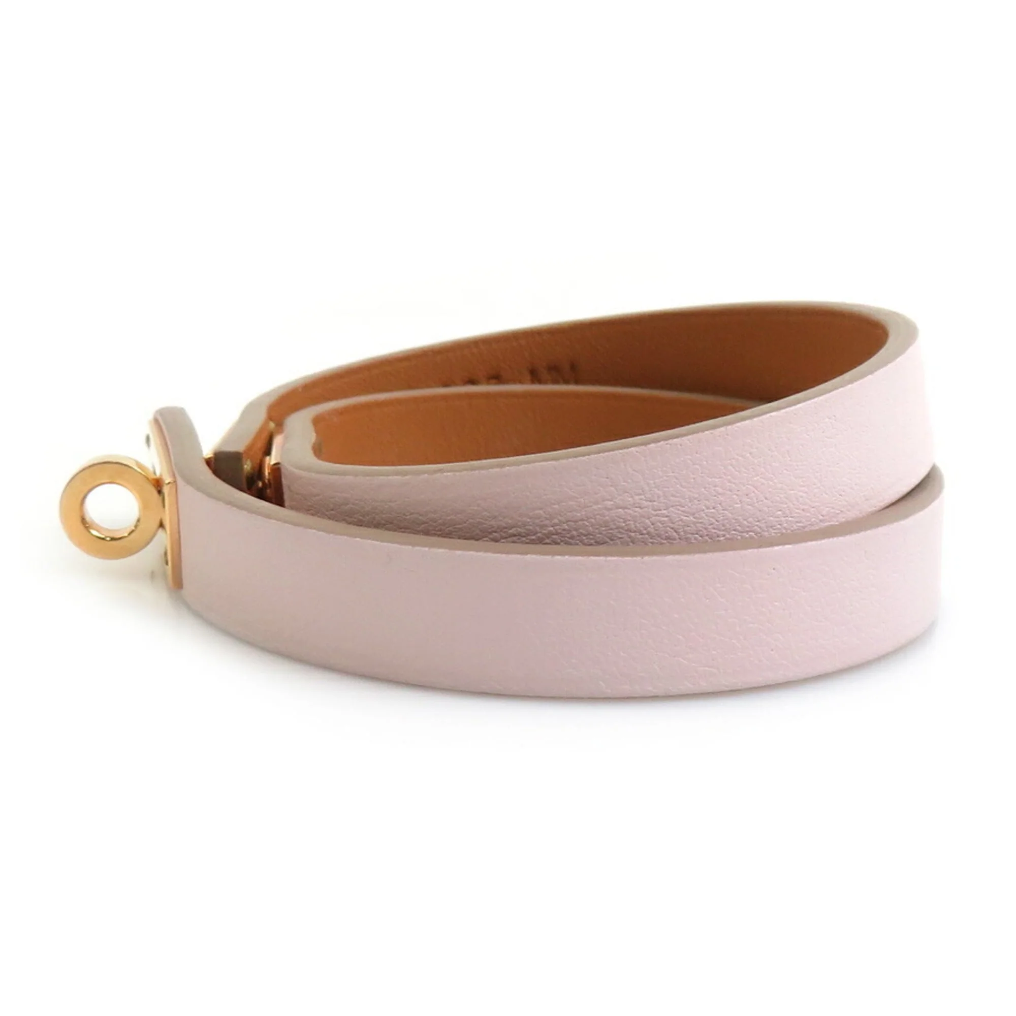 Mini Kelly Double Tour Bracelet Leather and Metal Mauve Pink and Pink Gold - Image 4