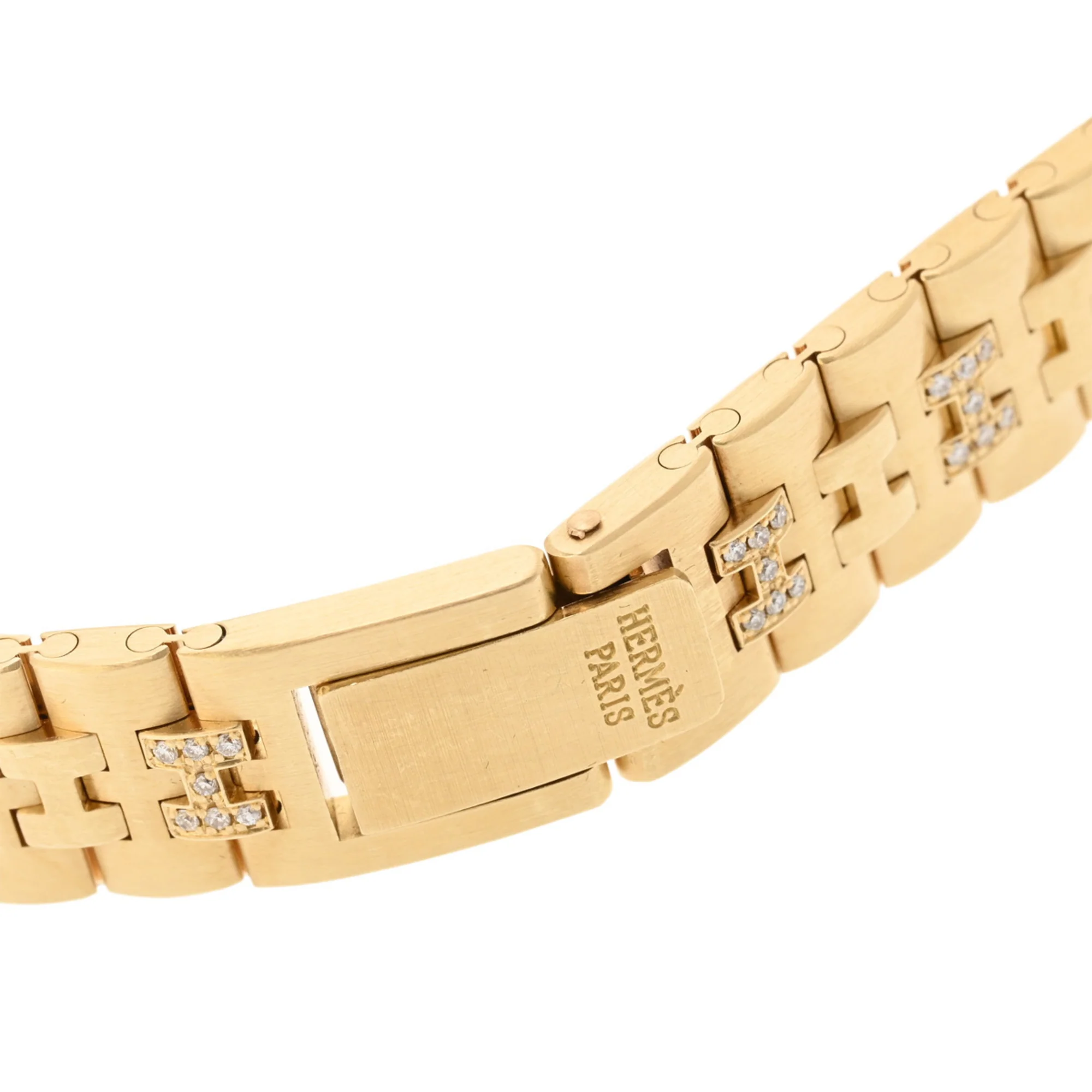 Vintage H Link Bracelet 18K Yellow Gold with Diamond - Image 5