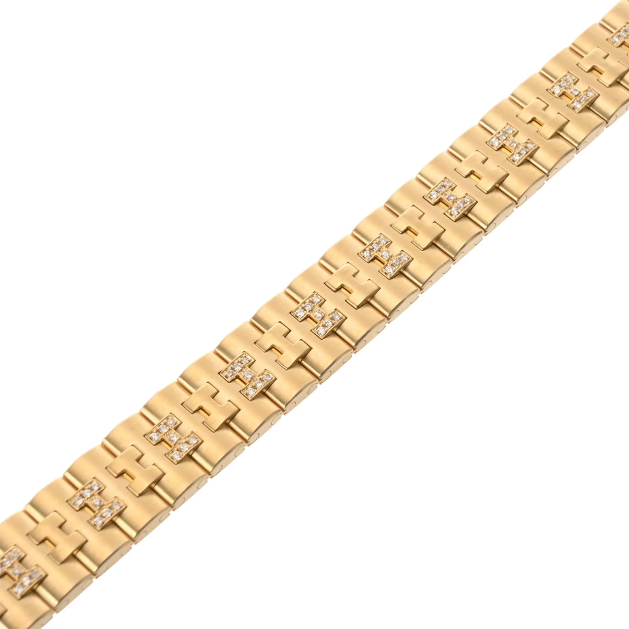 Vintage H Link Bracelet 18K Yellow Gold with Diamond - Image 6