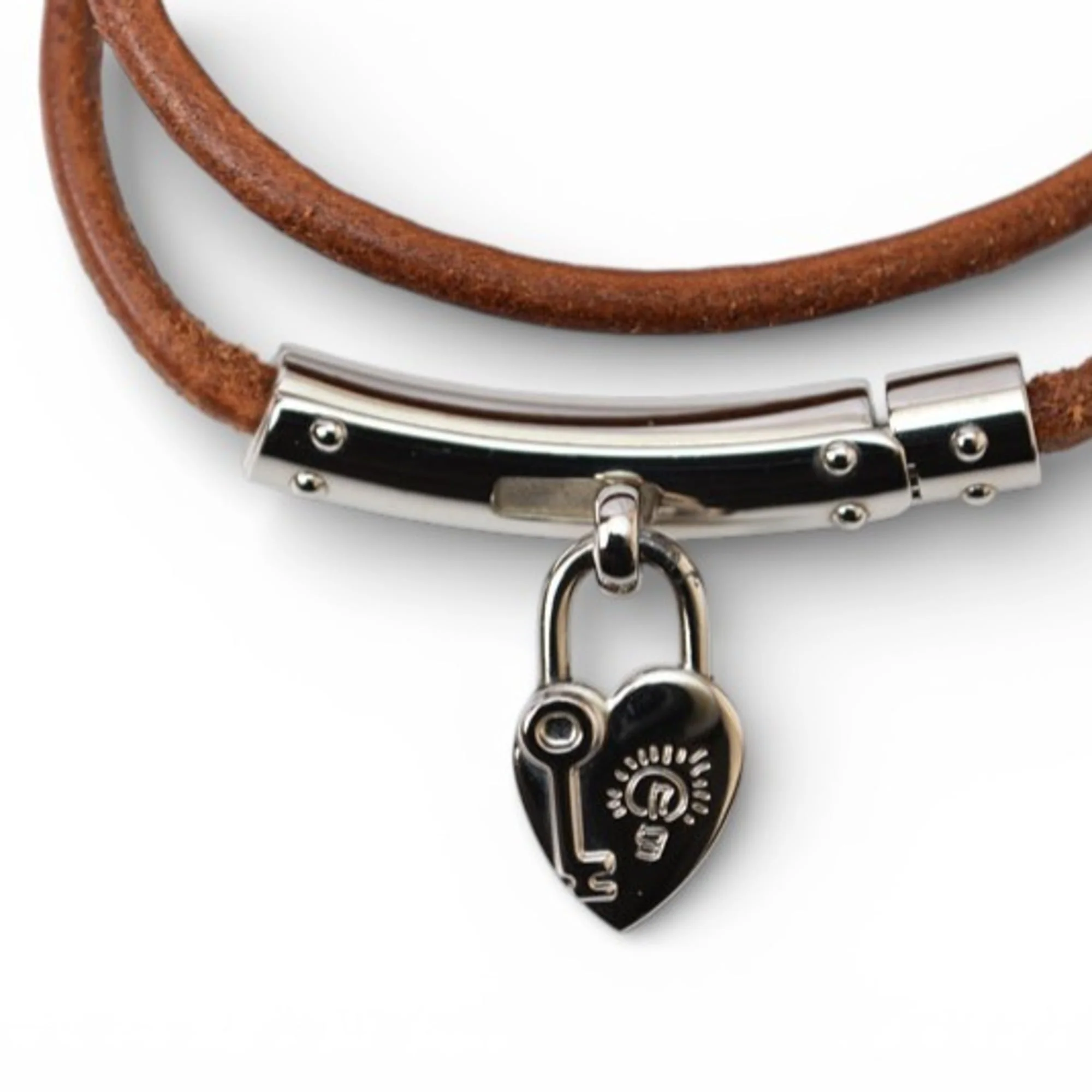 Viviride Fantasy Heart Cadena Choker Bangle Leather Brown Bracelet - Image 3