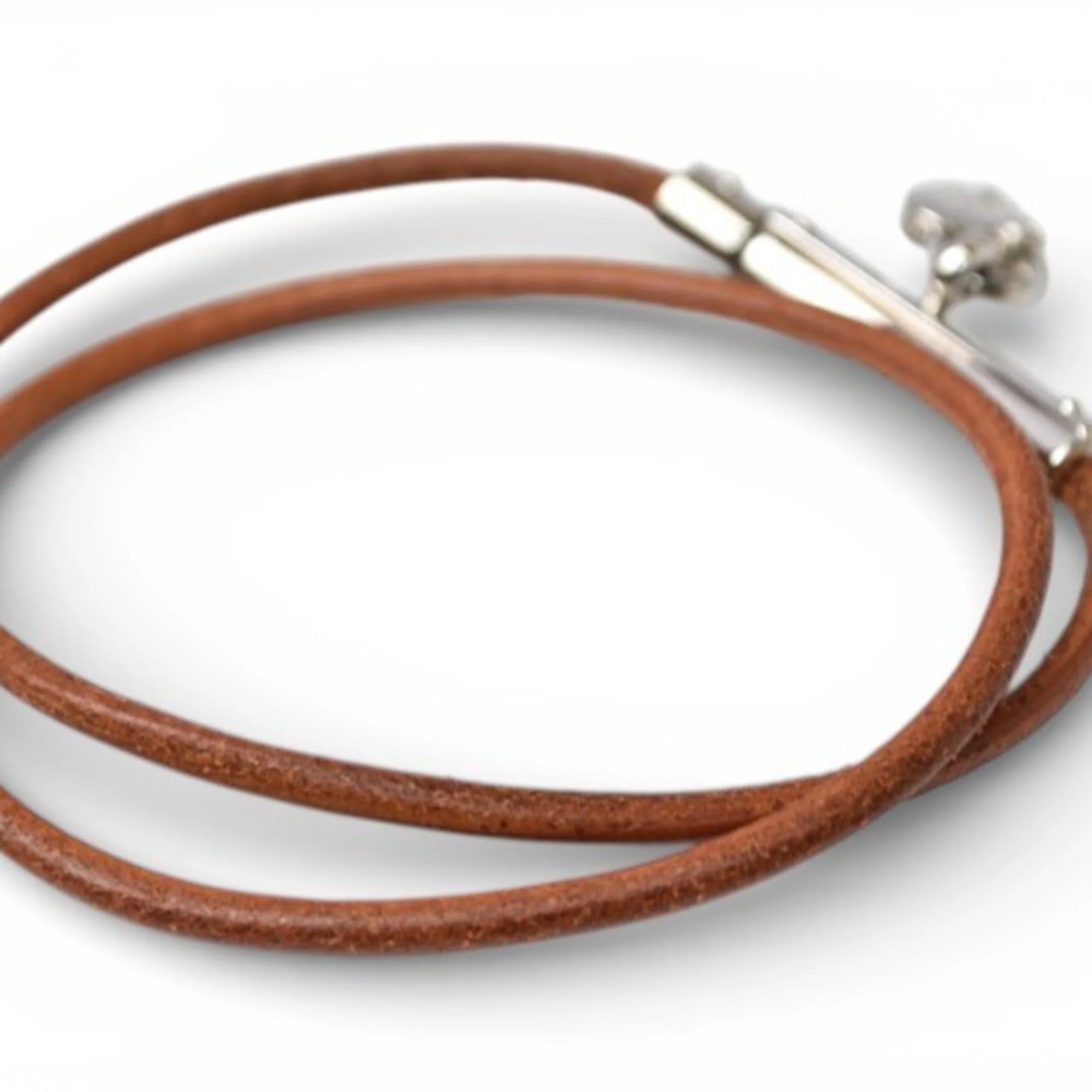 Viviride Fantasy Heart Cadena Choker Bangle Leather Brown Bracelet - Image 4