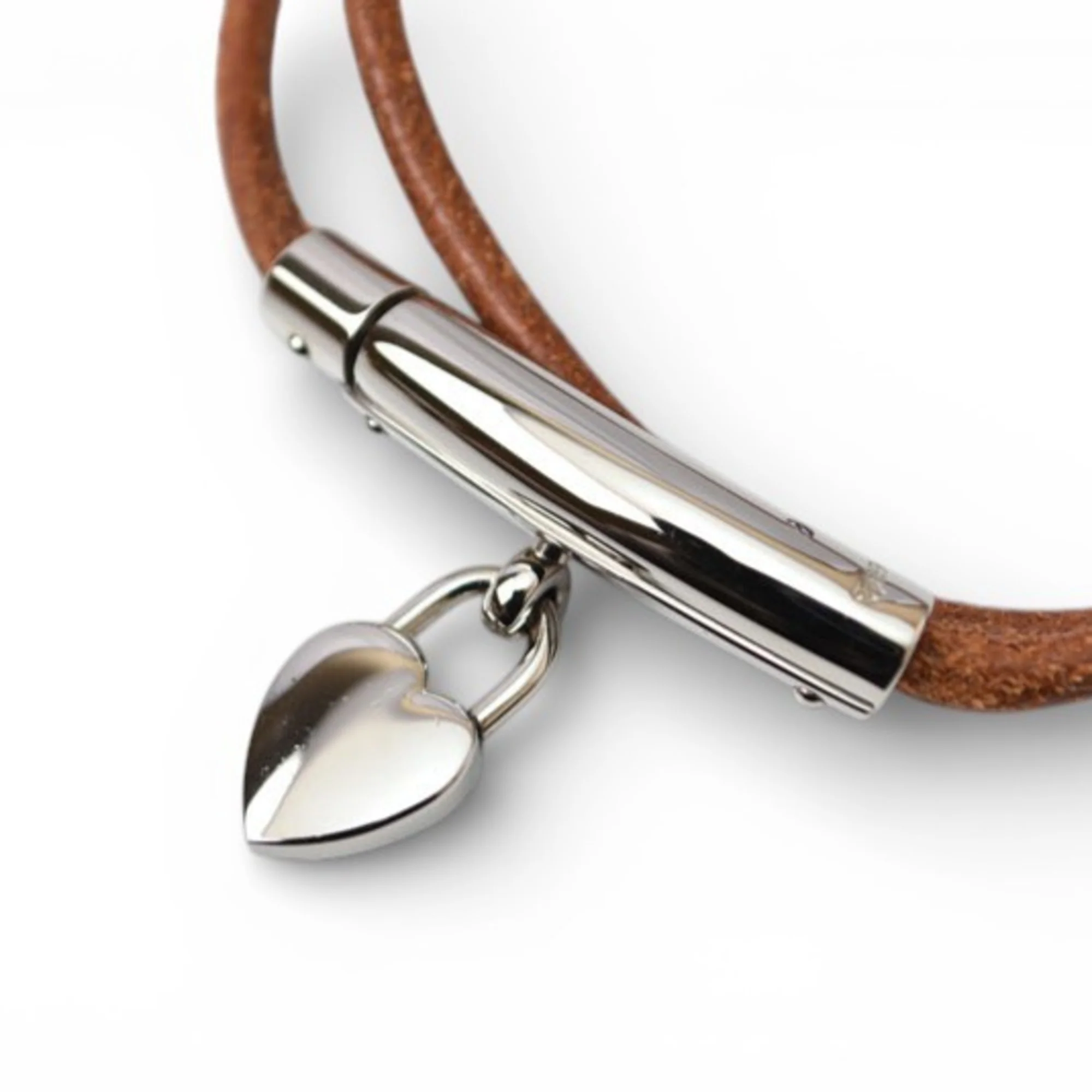 Viviride Fantasy Heart Cadena Choker Bangle Leather Brown Bracelet - Image 5