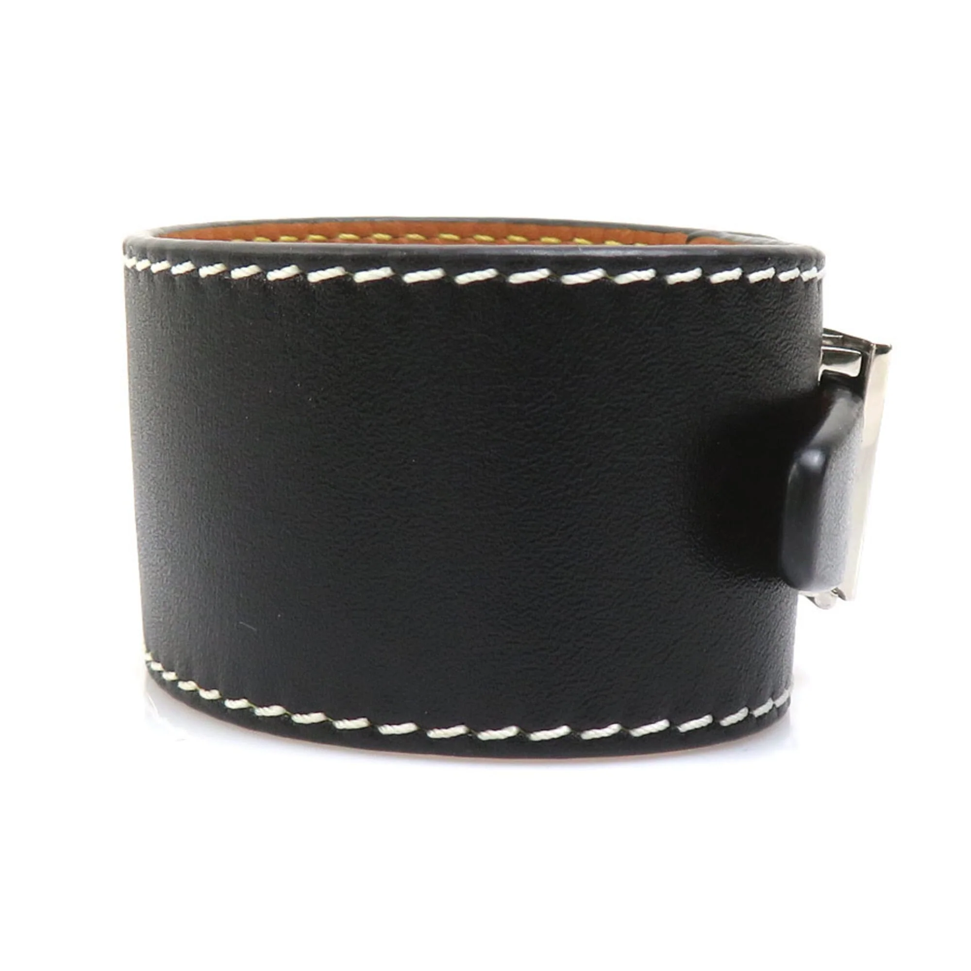 Bracelet Leather and Metal Black and Silver - Image 3