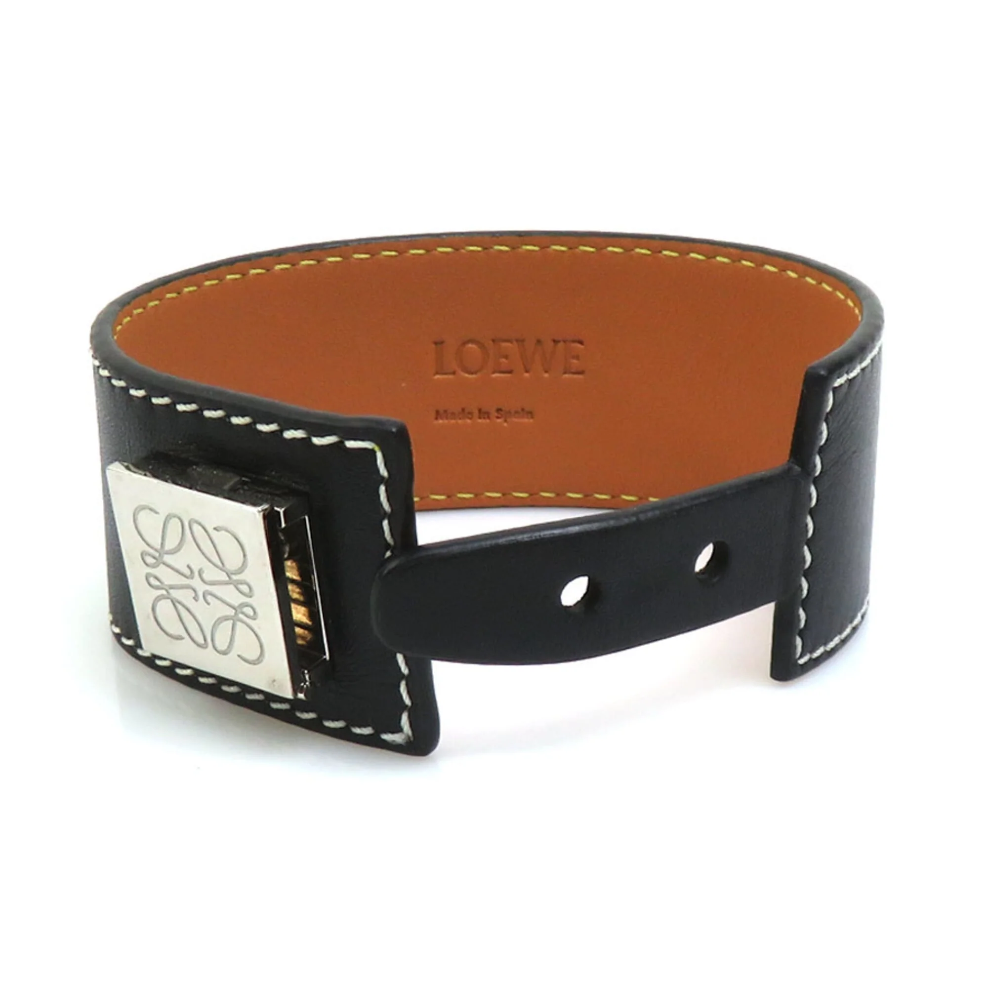 Bracelet Leather and Metal Black and Silver - Image 5