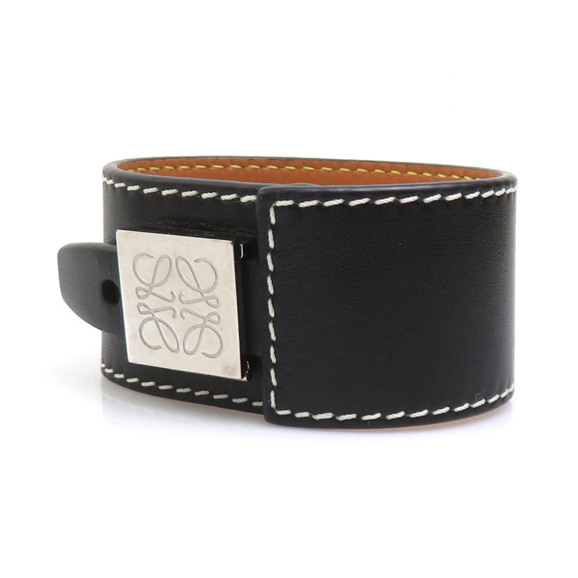 Bracelet Leather and Metal Black and Silver - Image 6