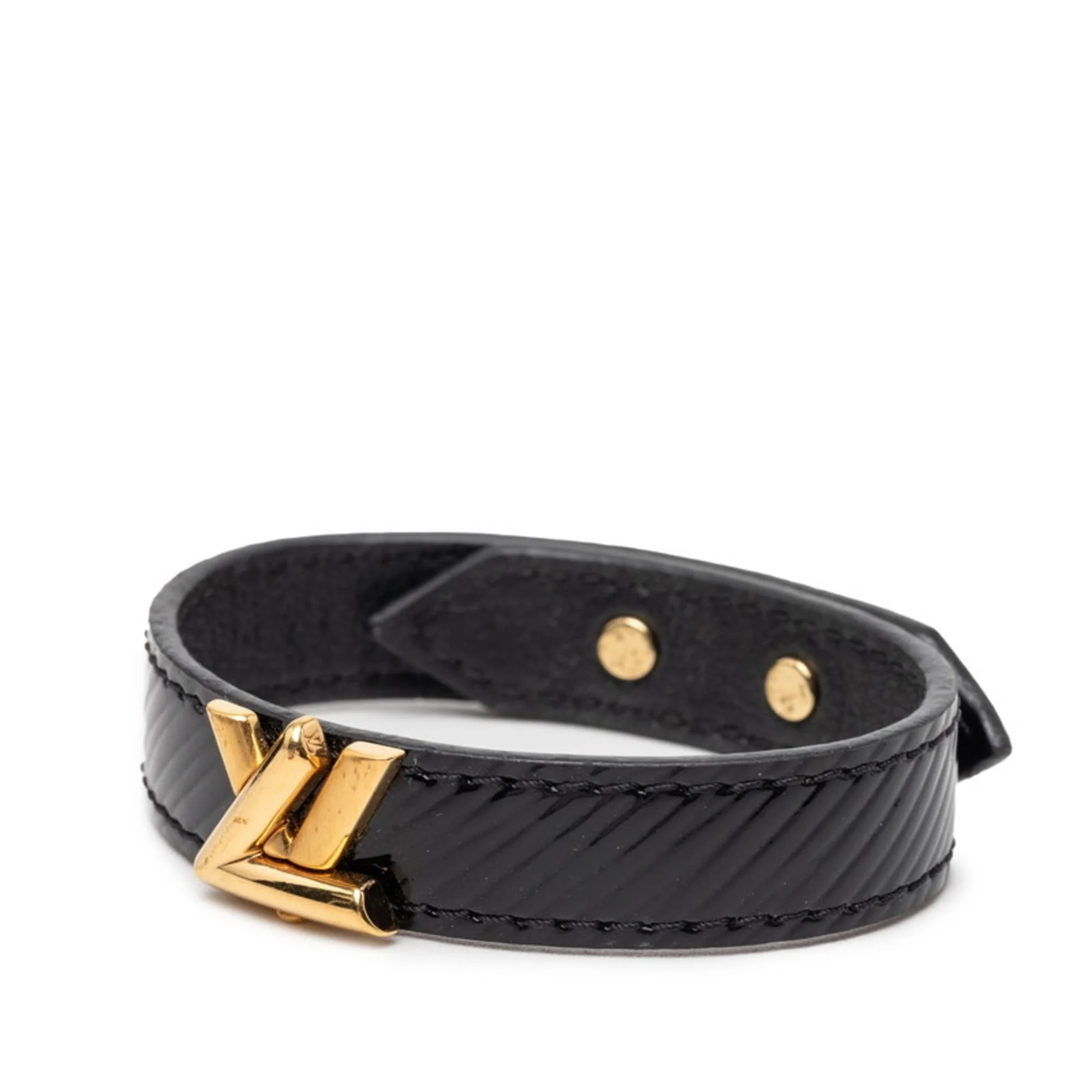 Bracelet Leather Black and Gold - Image 2