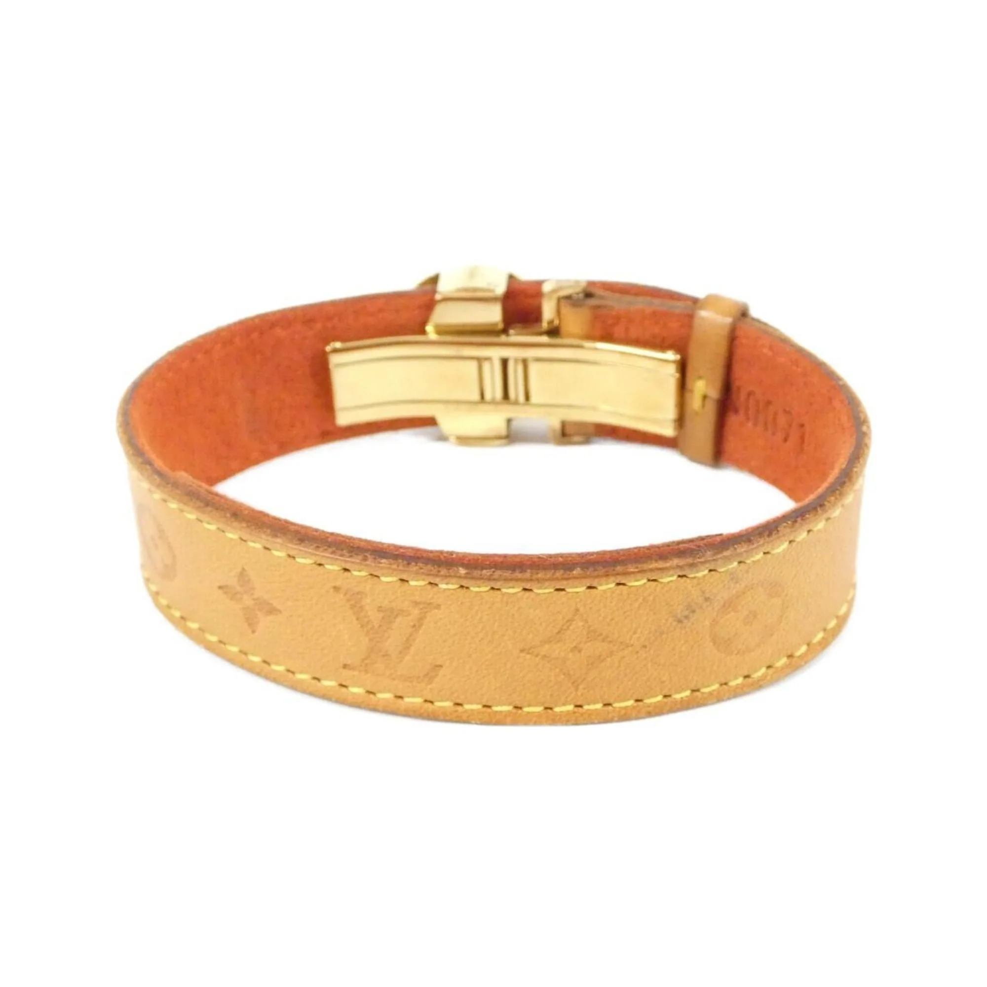 Good Luck Bracelet Leather Beige and Gold and Natural - Image 2