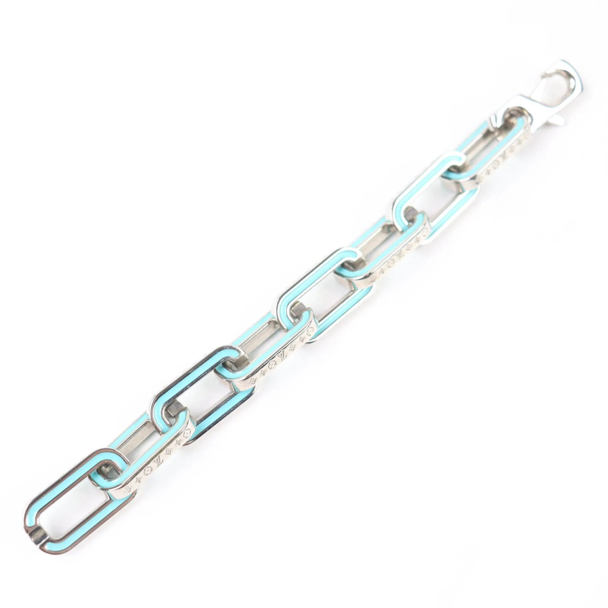 Monogram Links Chain Bracelet Metal Blue and Silver - Image 3