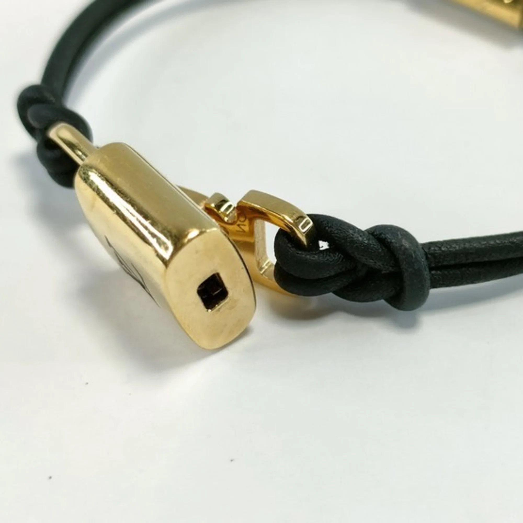 Padlock Bracelet Leather and Metal Black and Gold - Image 6