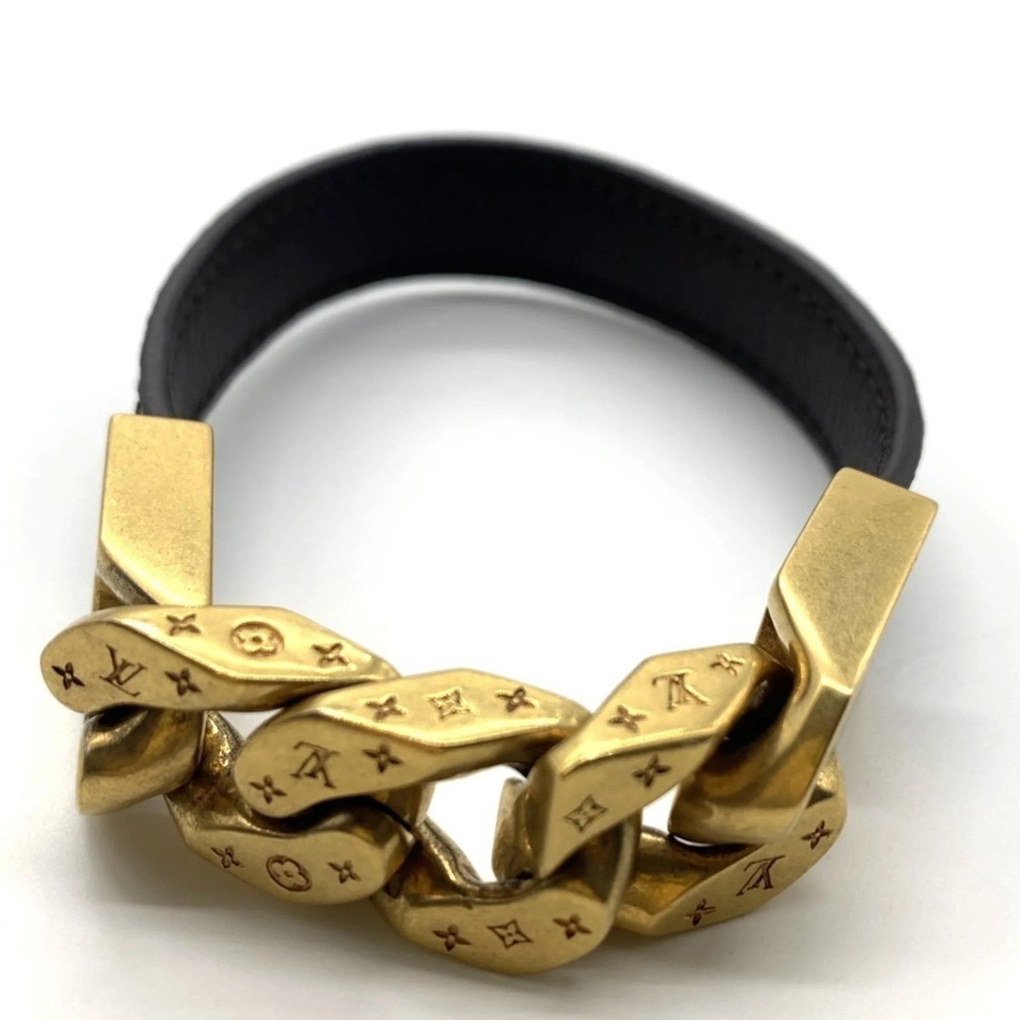 Vintage Monogram Bracelet Monogram and Metal Brown