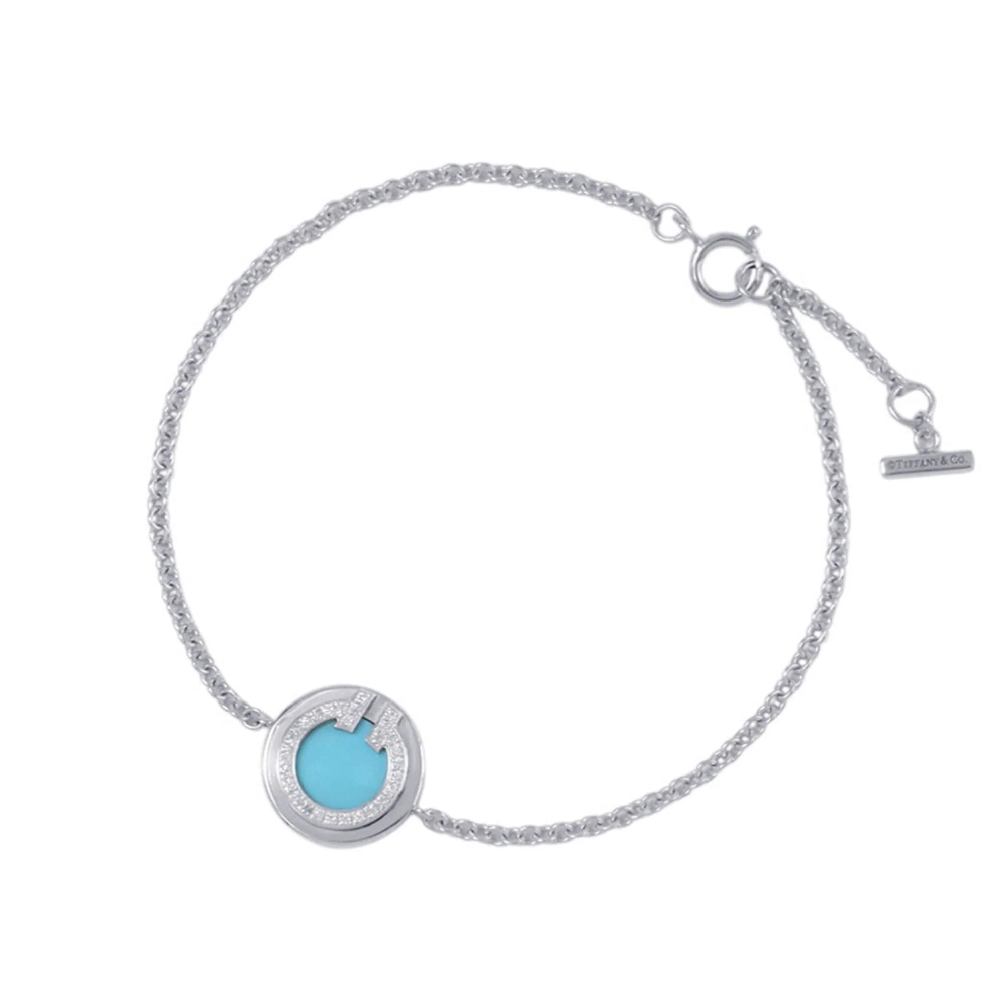 Bracelet 18K White Gold with Diamond and Turquoise