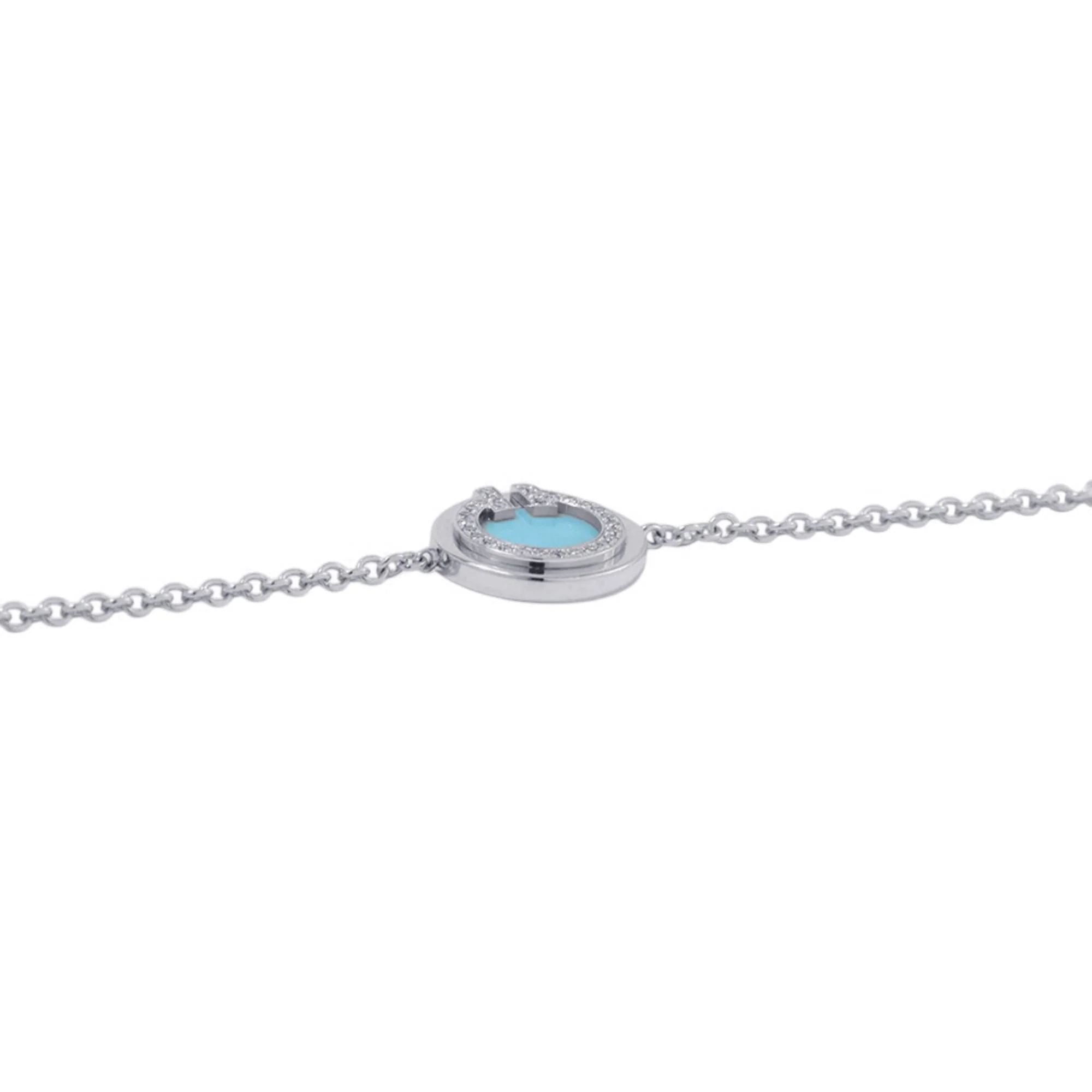 Bracelet 18K White Gold with Diamond and Turquoise - Image 2