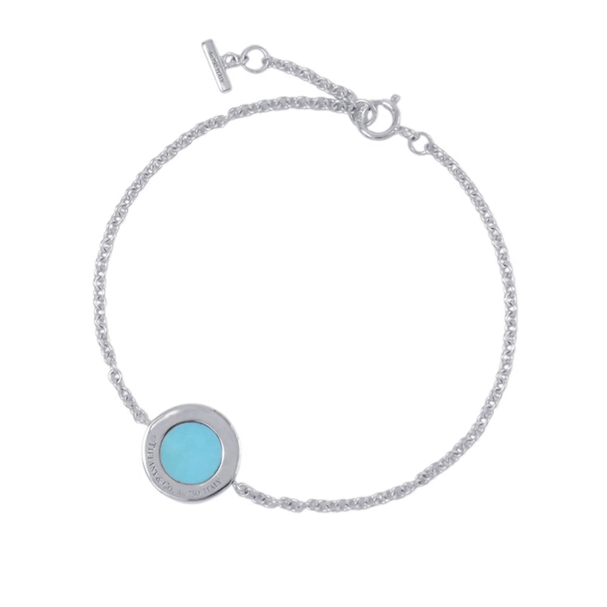 Bracelet 18K White Gold with Diamond and Turquoise - Image 3