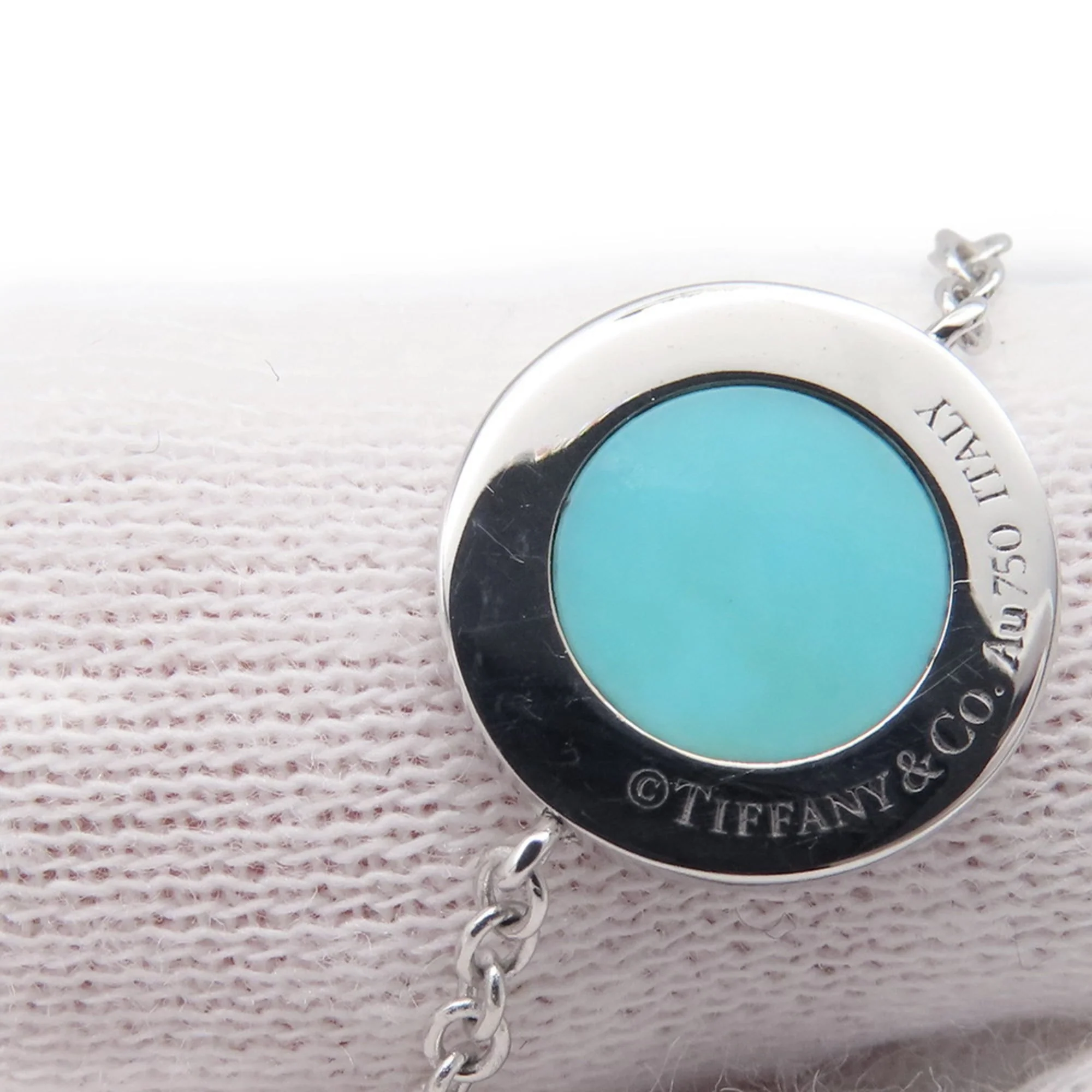 Bracelet 18K White Gold with Diamond and Turquoise - Image 7