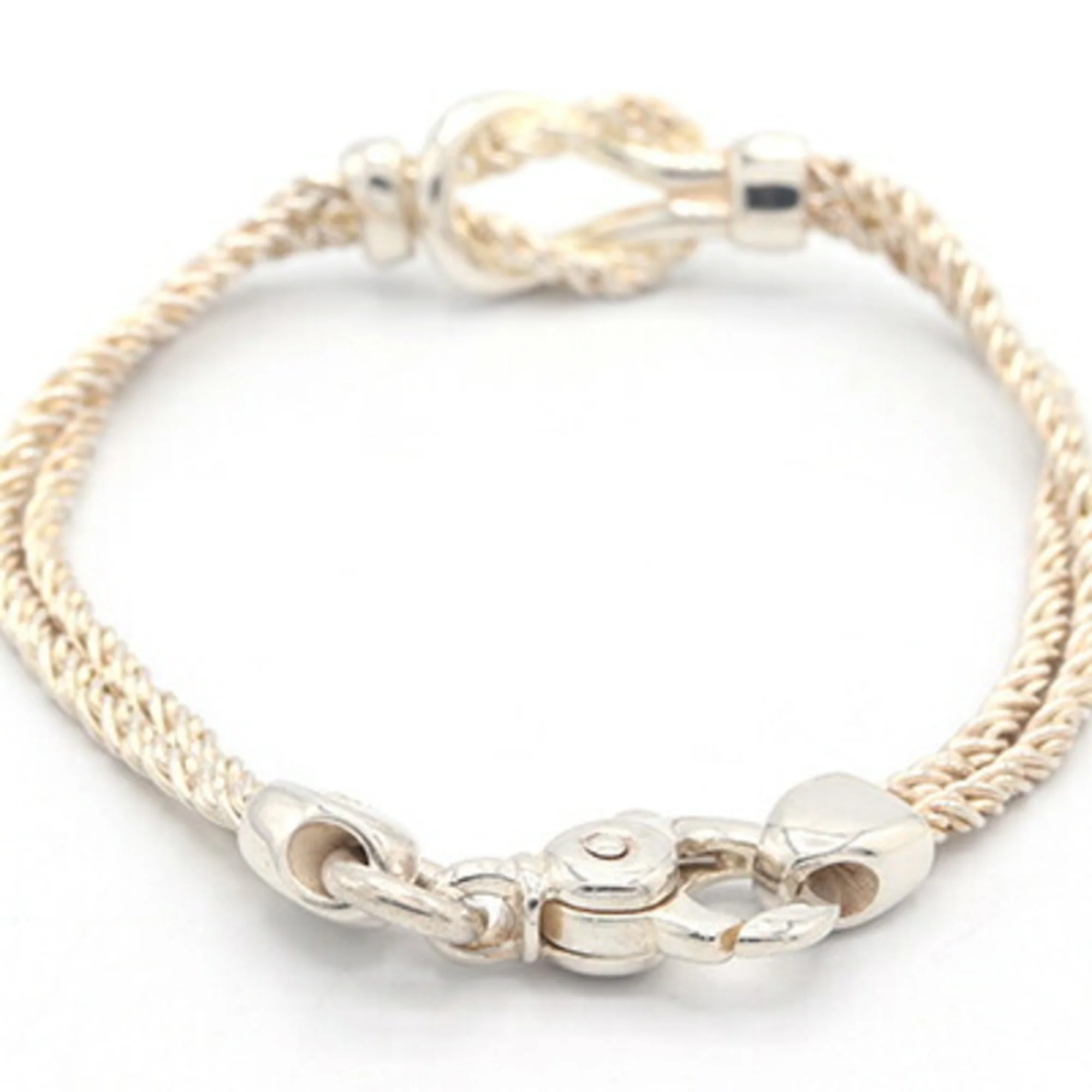 Center Knot Double Rope Bracelet Sterling Silver - Image 2