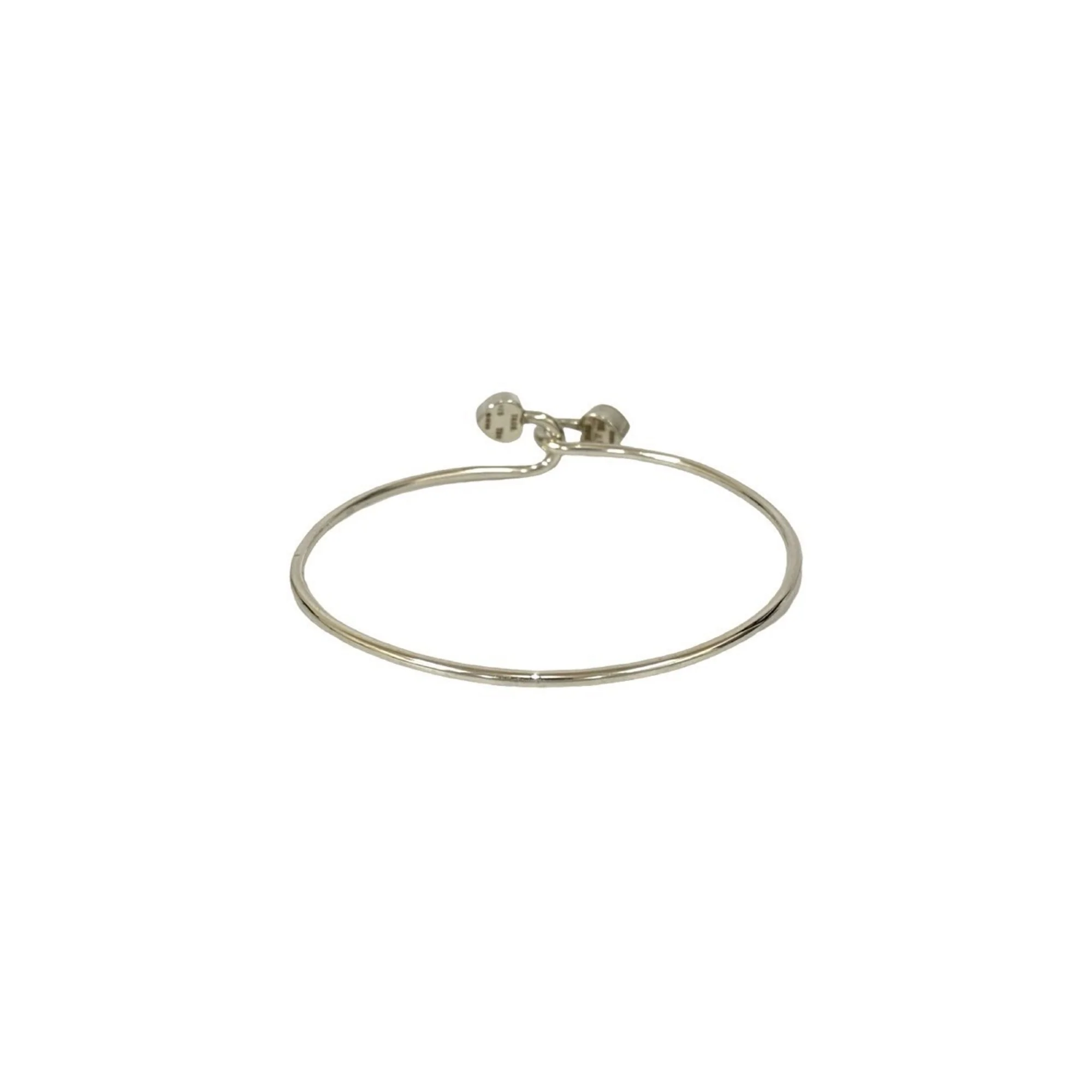 Double Heart Hook Bangle 18K Gold and Sterling Silver Bracelet - Image 7