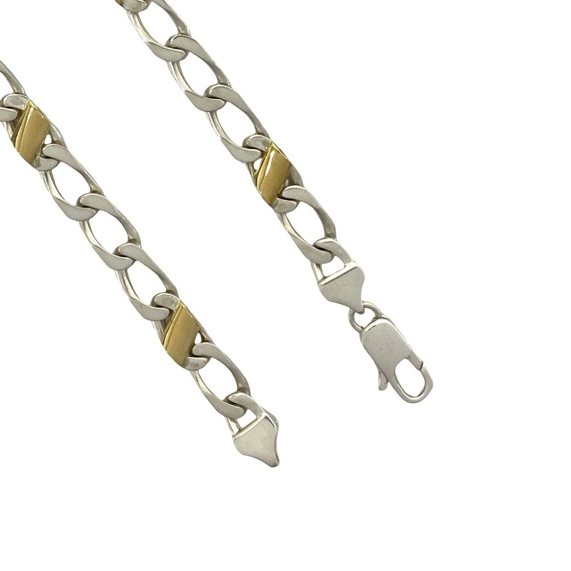Figaro Bracelet 18K Yellow Gold and Sterling Silver - Image 4