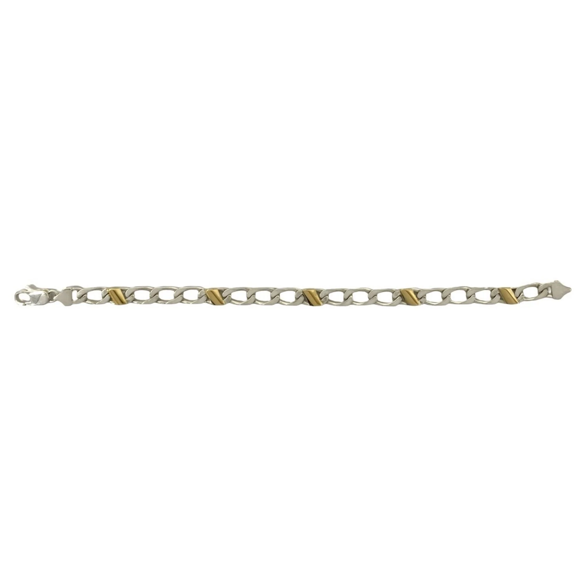 Figaro Bracelet 18K Yellow Gold and Sterling Silver - Image 5