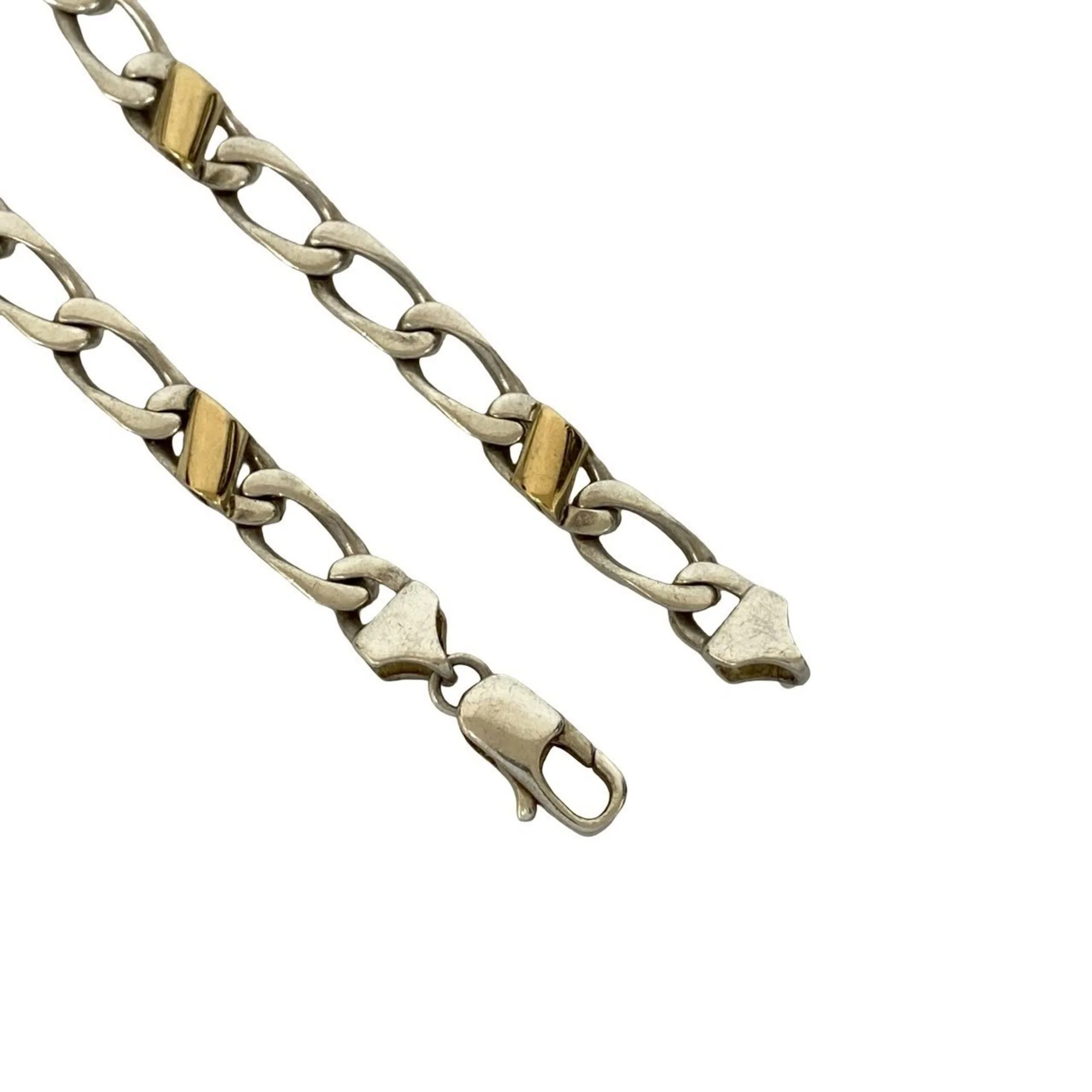 Figaro Chain Bracelet Sterling Silver and 18K Yellow Gold - Image 4