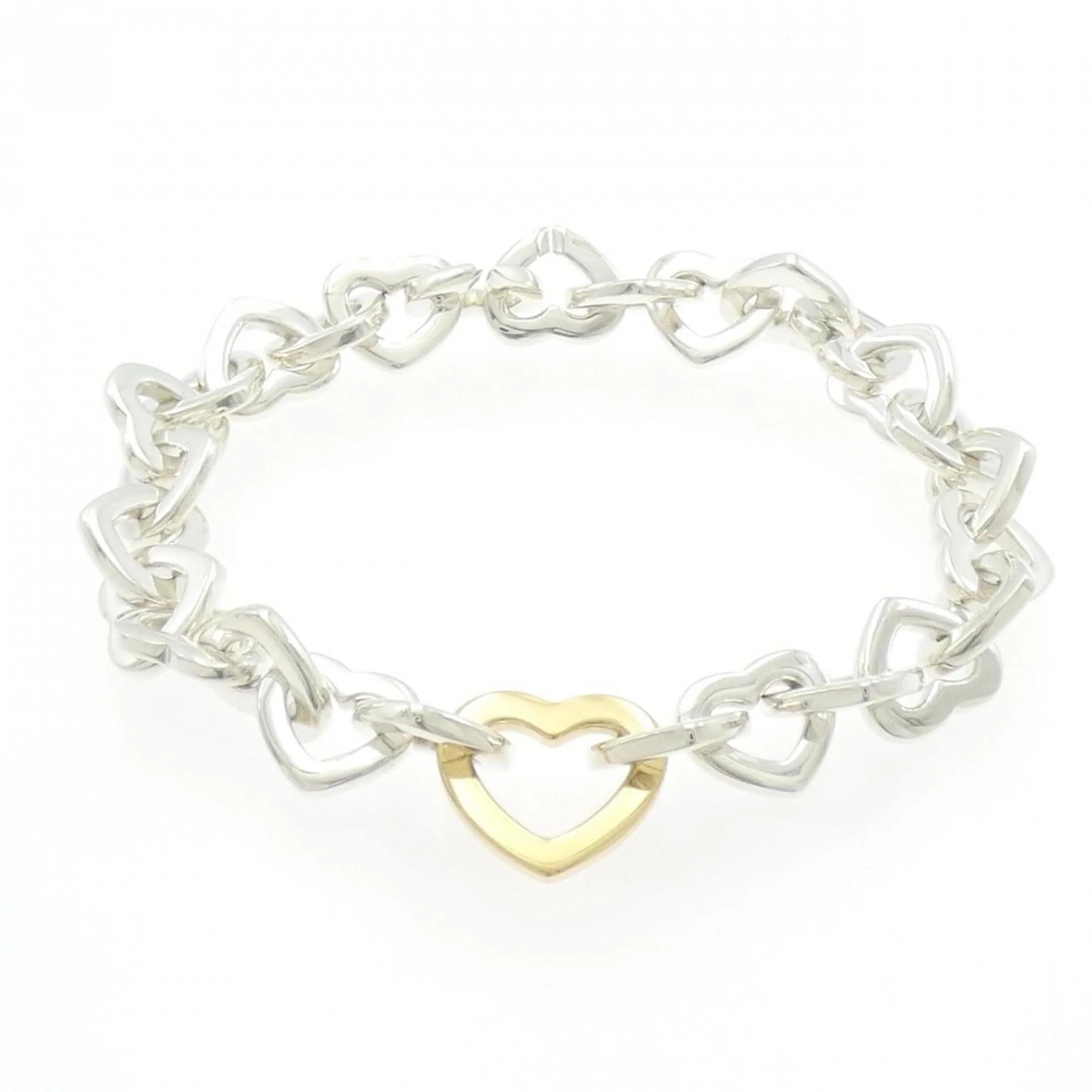 Heart Link Bracelet Sterling Silver and 18K Yellow Gold - Image 2