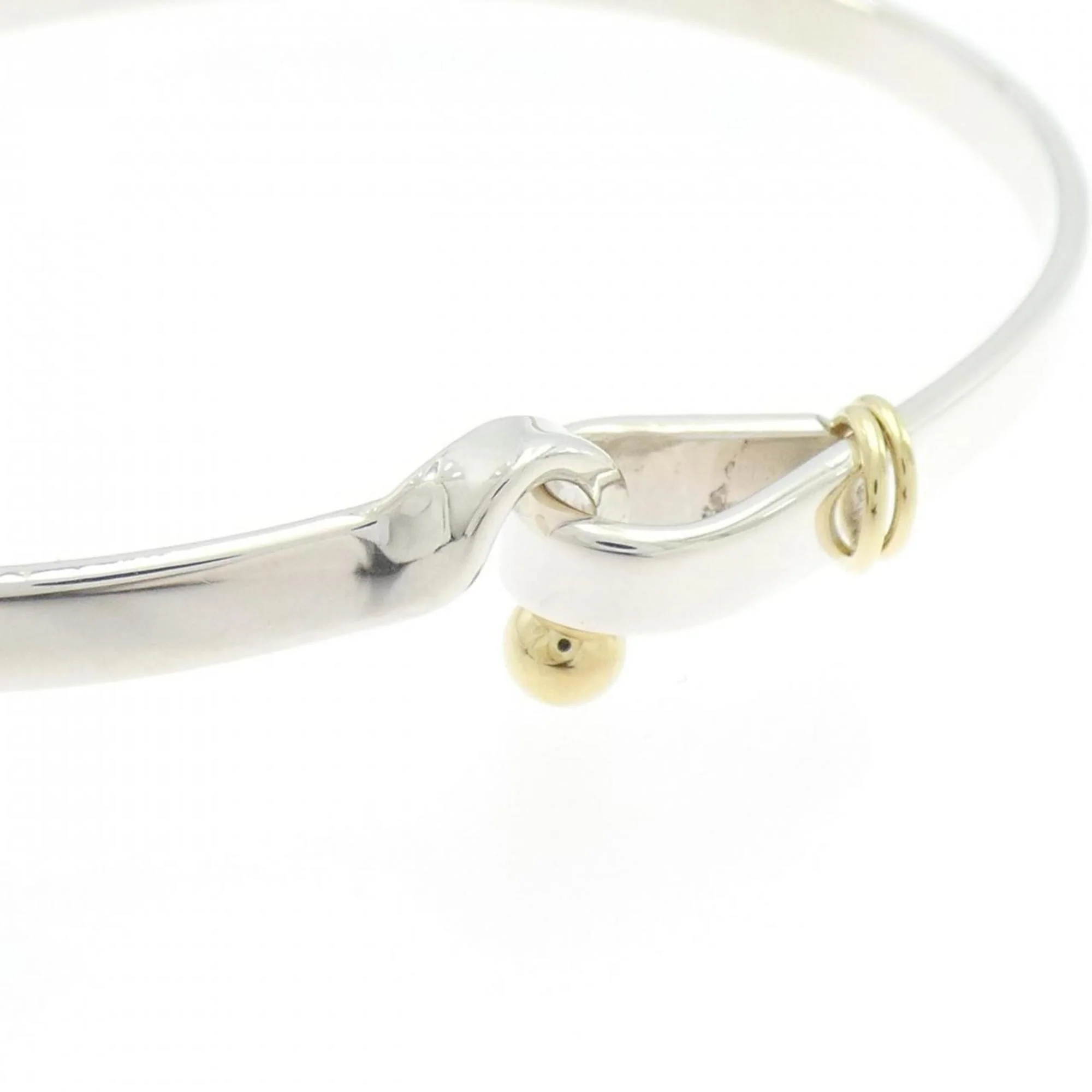 Hook And Eye Bangle Sterling Silver and 18K Yellow Gold Bracelet - Image 2