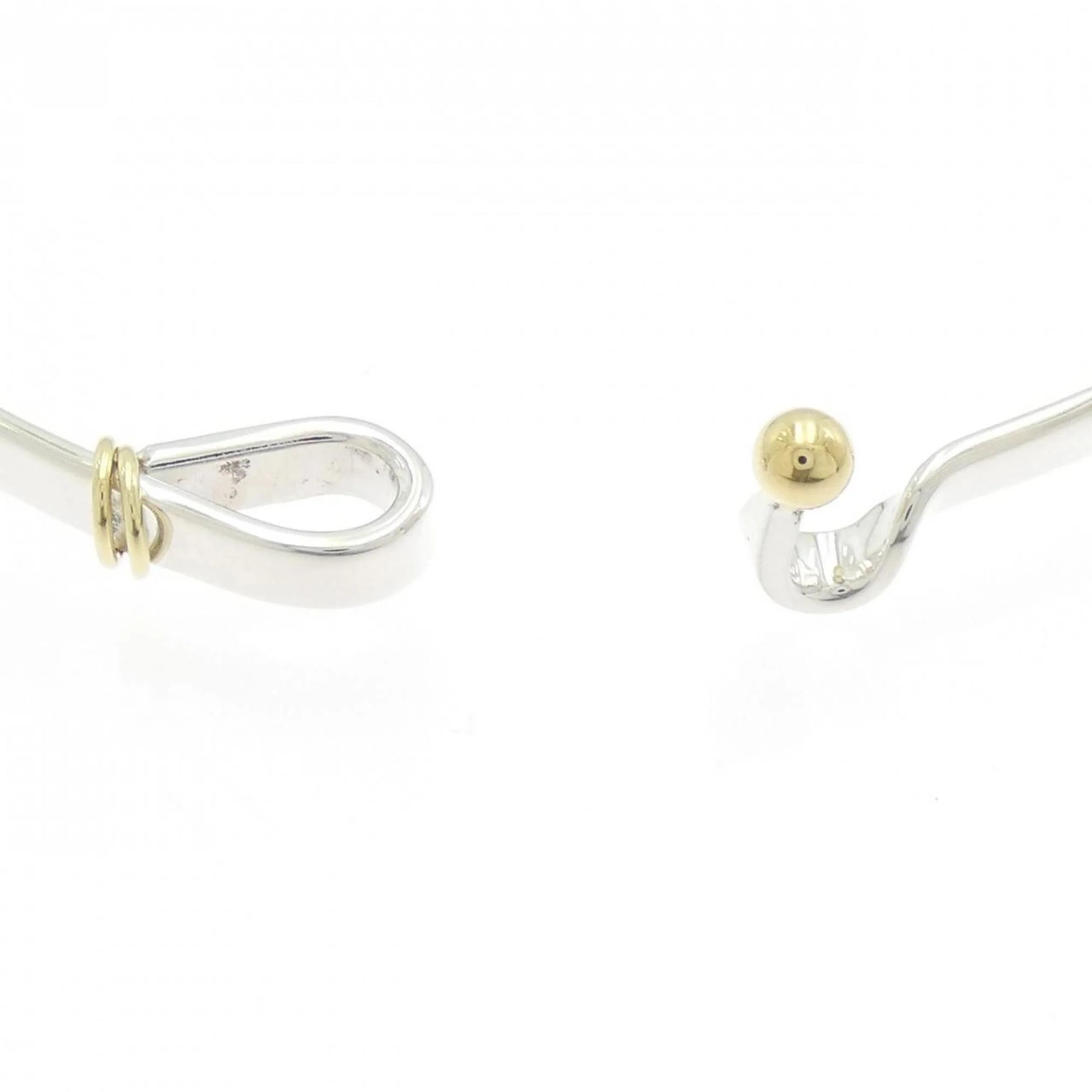 Hook And Eye Bangle Sterling Silver and 18K Yellow Gold Bracelet - Image 3
