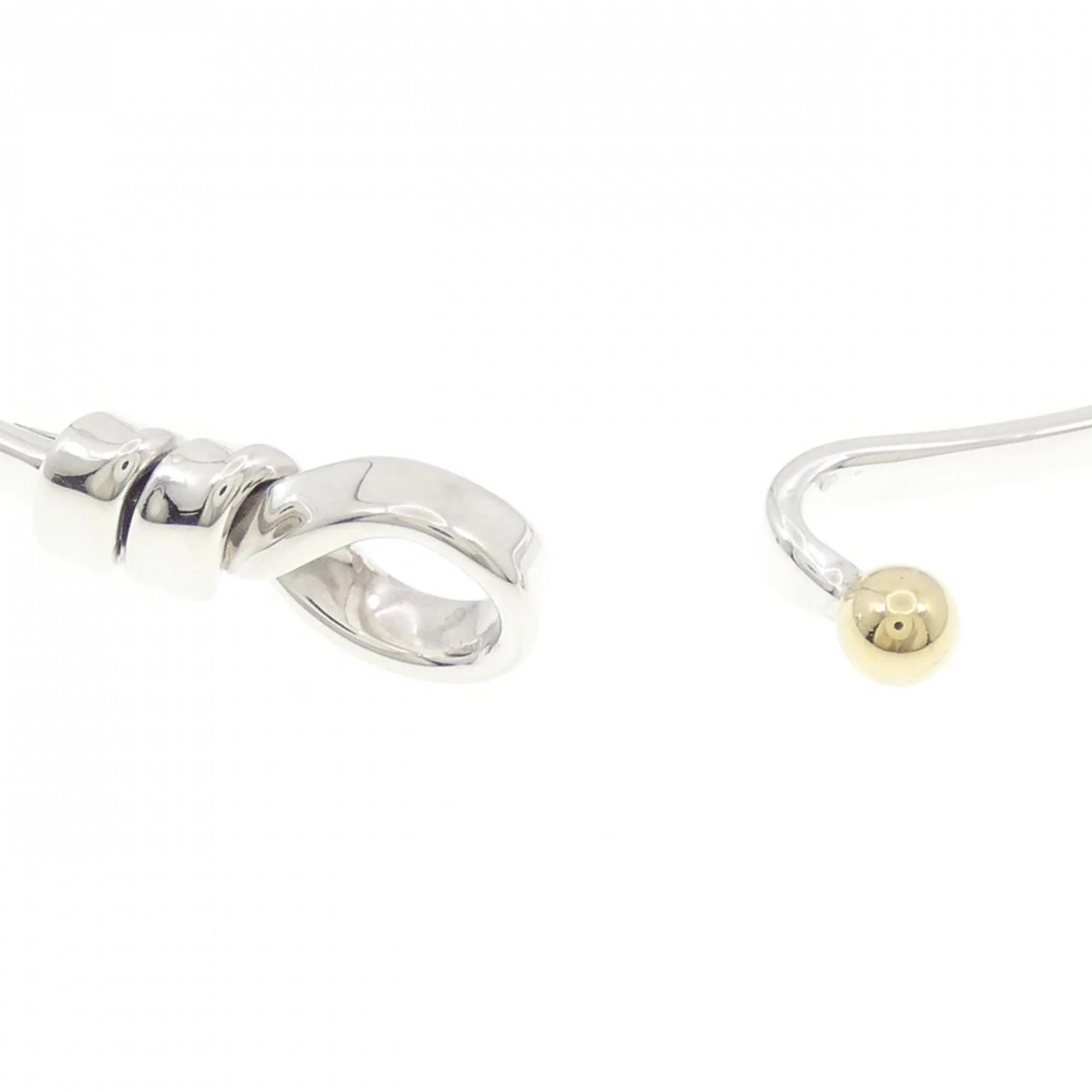 Hook and Eye Bangle Sterling Silver and 18K Yellow Gold Bracelet - Image 3