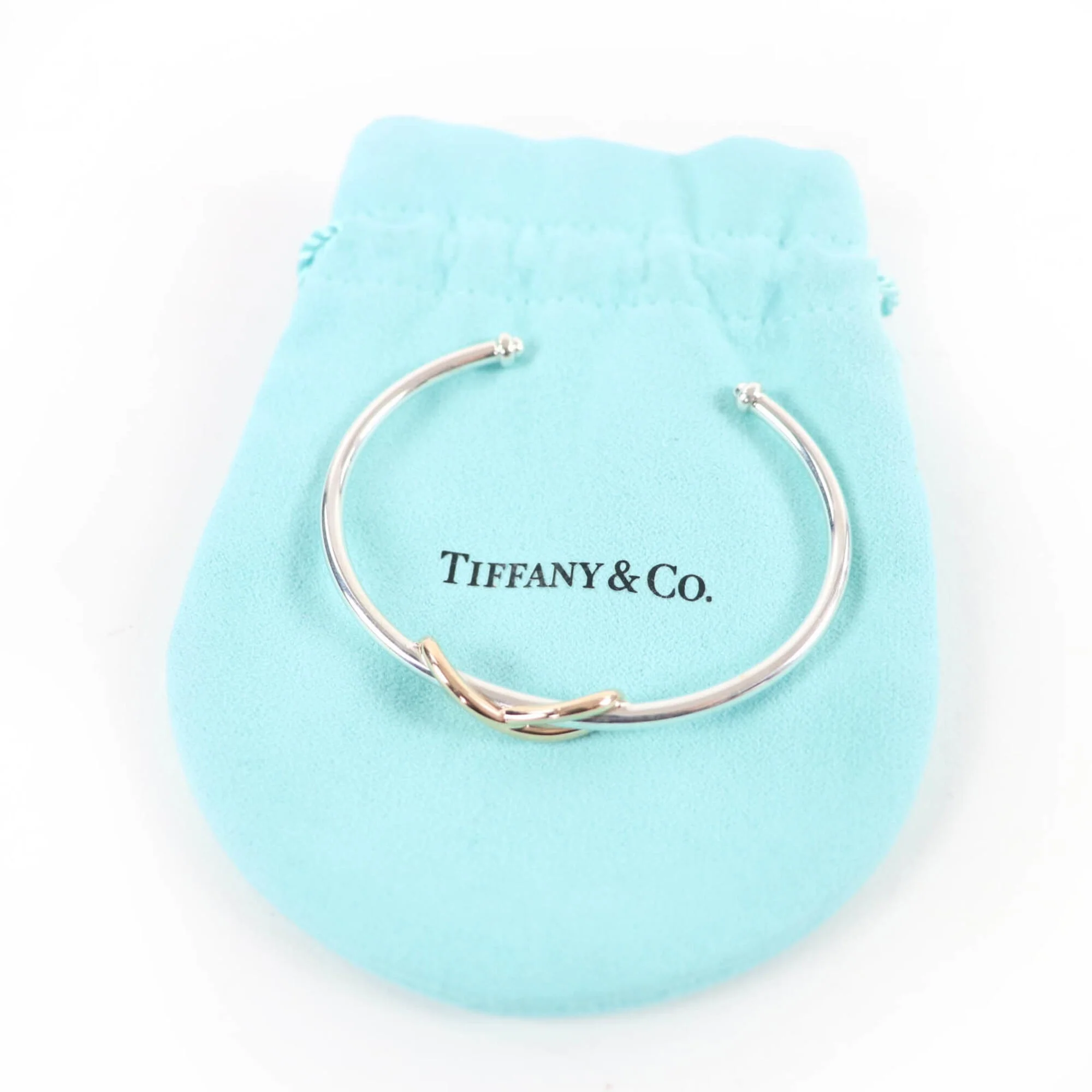 Infinity Bangle 18K Yellow Gold and Sterling Silver Bracelet - Image 2