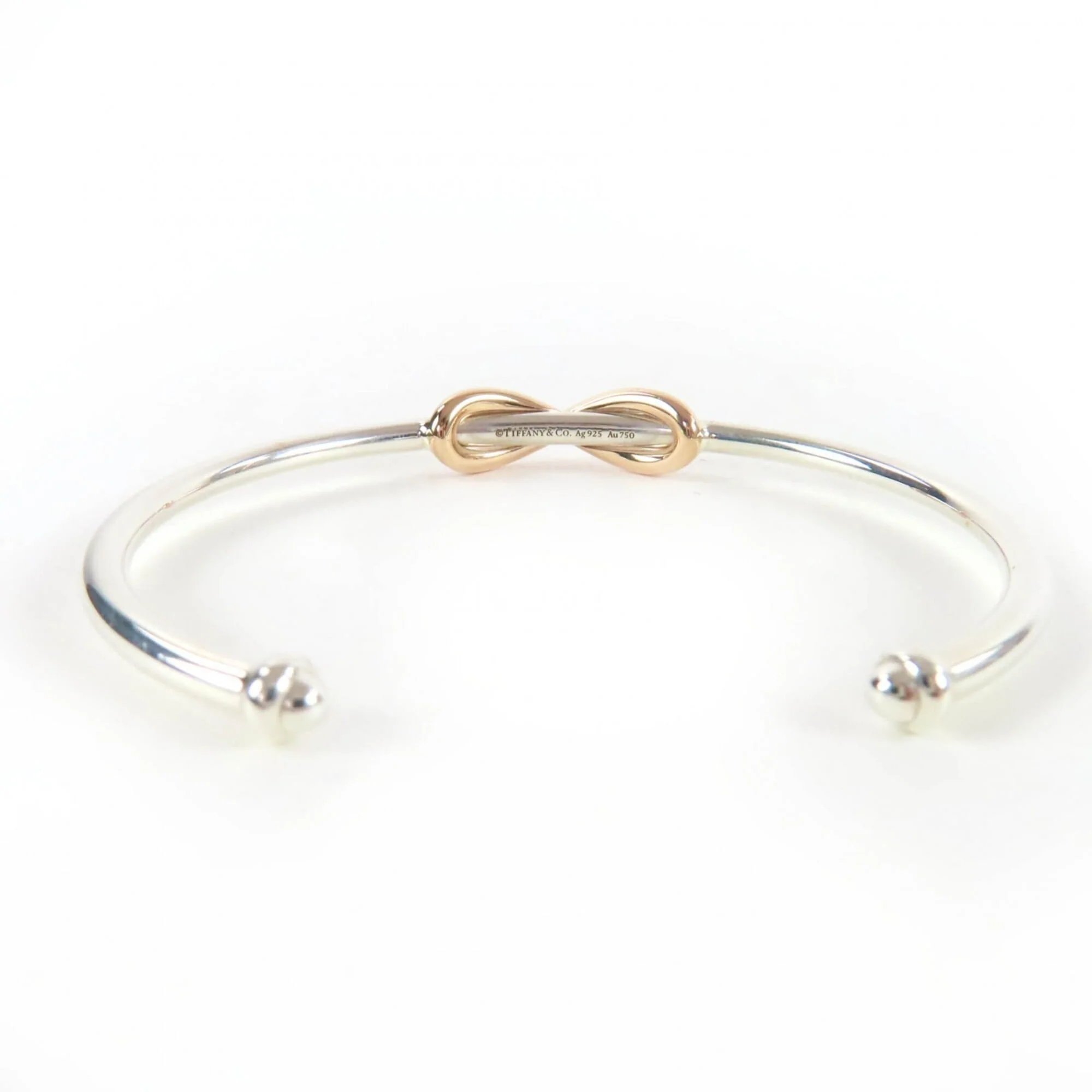 Infinity Bangle 18K Yellow Gold and Sterling Silver Bracelet - Image 4