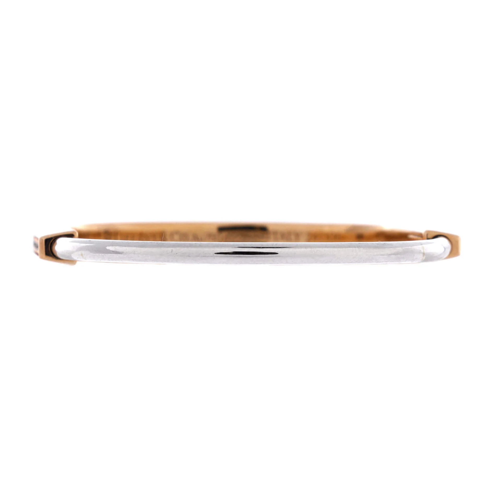 Lock Bangle Bracelet 18K Rose Gold and 18K White Gold with Diamonds Narrow