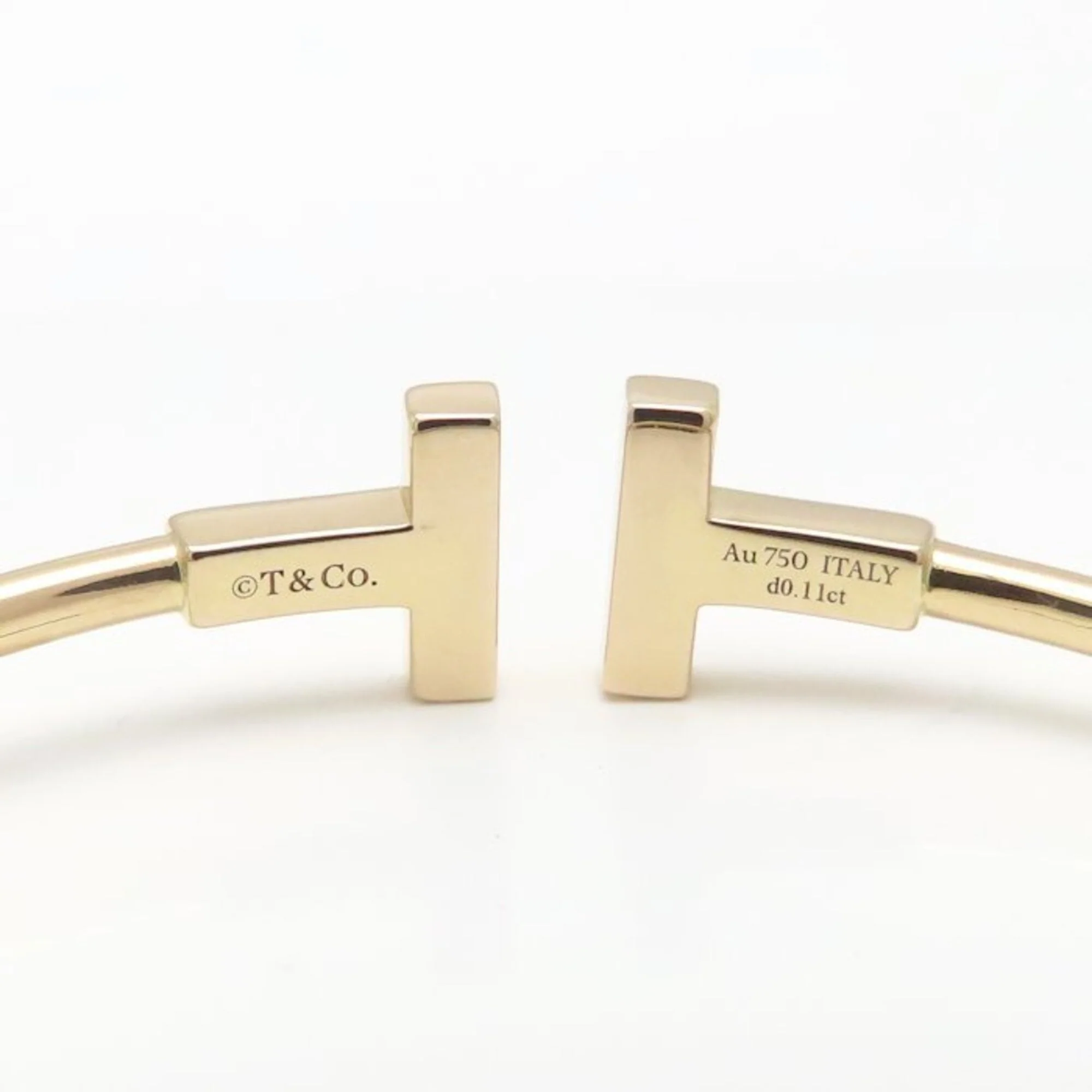 T Wire Bangle 18K Rose Gold with Mother of Pearl and Diamond Bracelet - Image 4