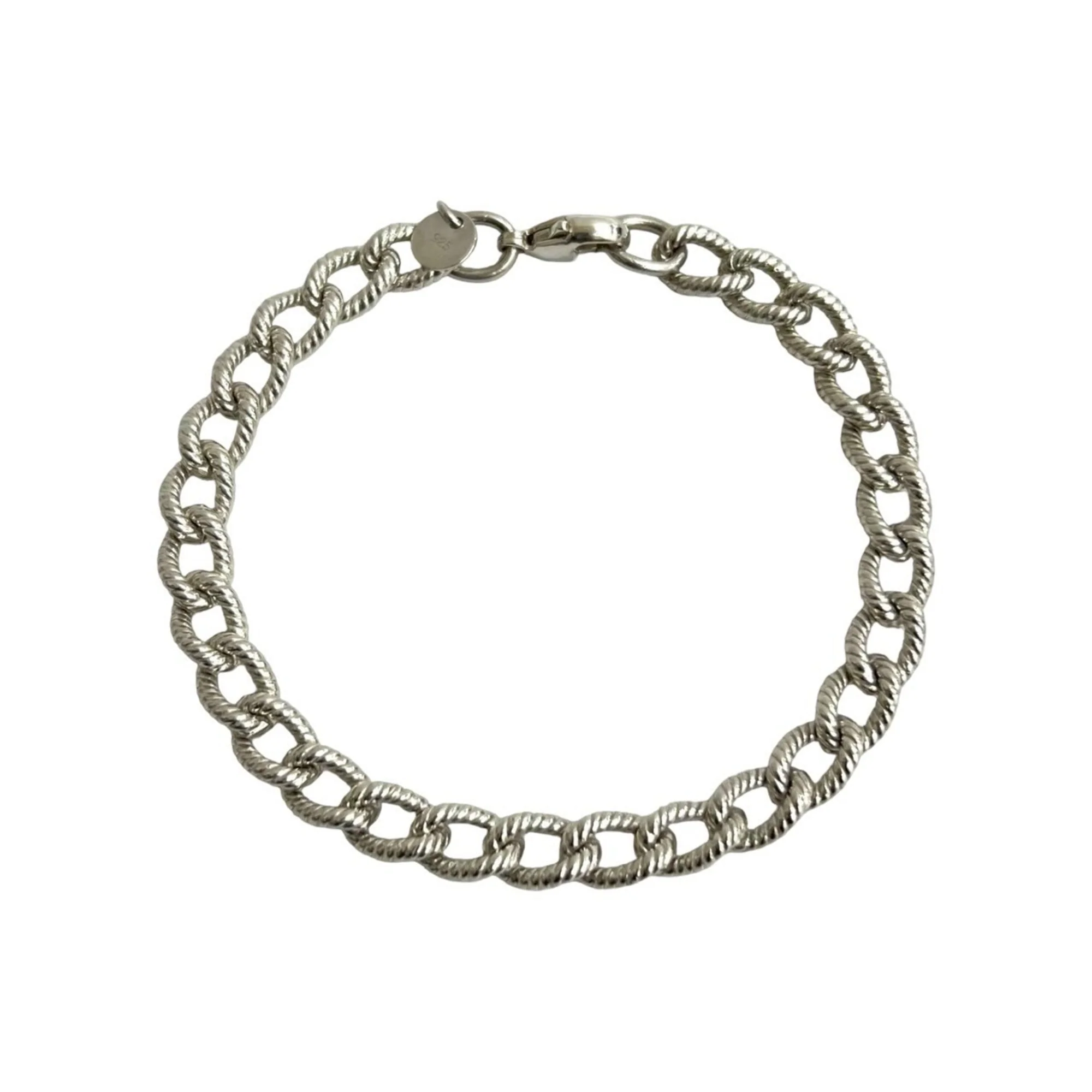 Twist Rope Link Bangle Sterling Silver Bracelet