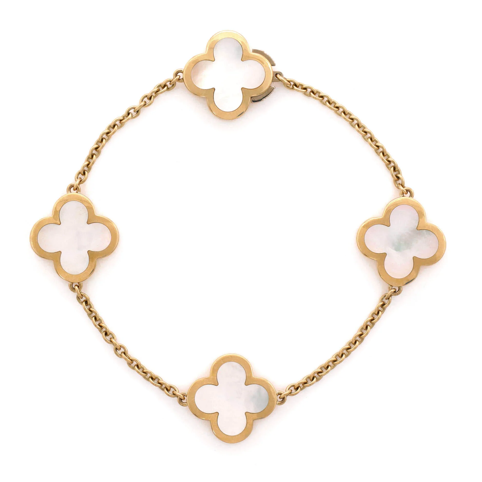 Pure Alhambra 4 Motifs Bracelet 18K Yellow Gold with Mother of Pearl
