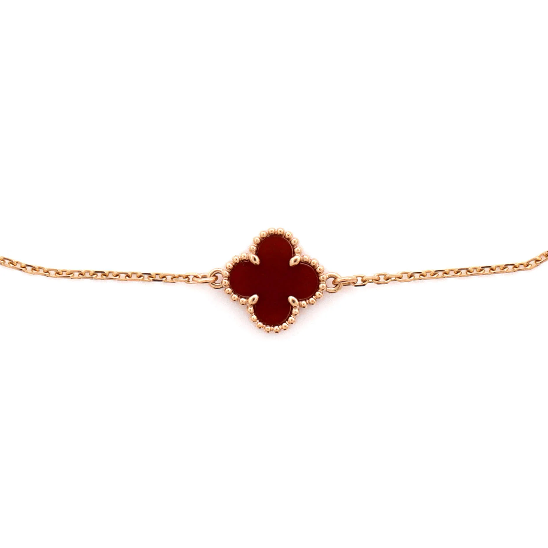 Sweet Alhambra Bracelet 18K Rose Gold and Carnelian - Image 3