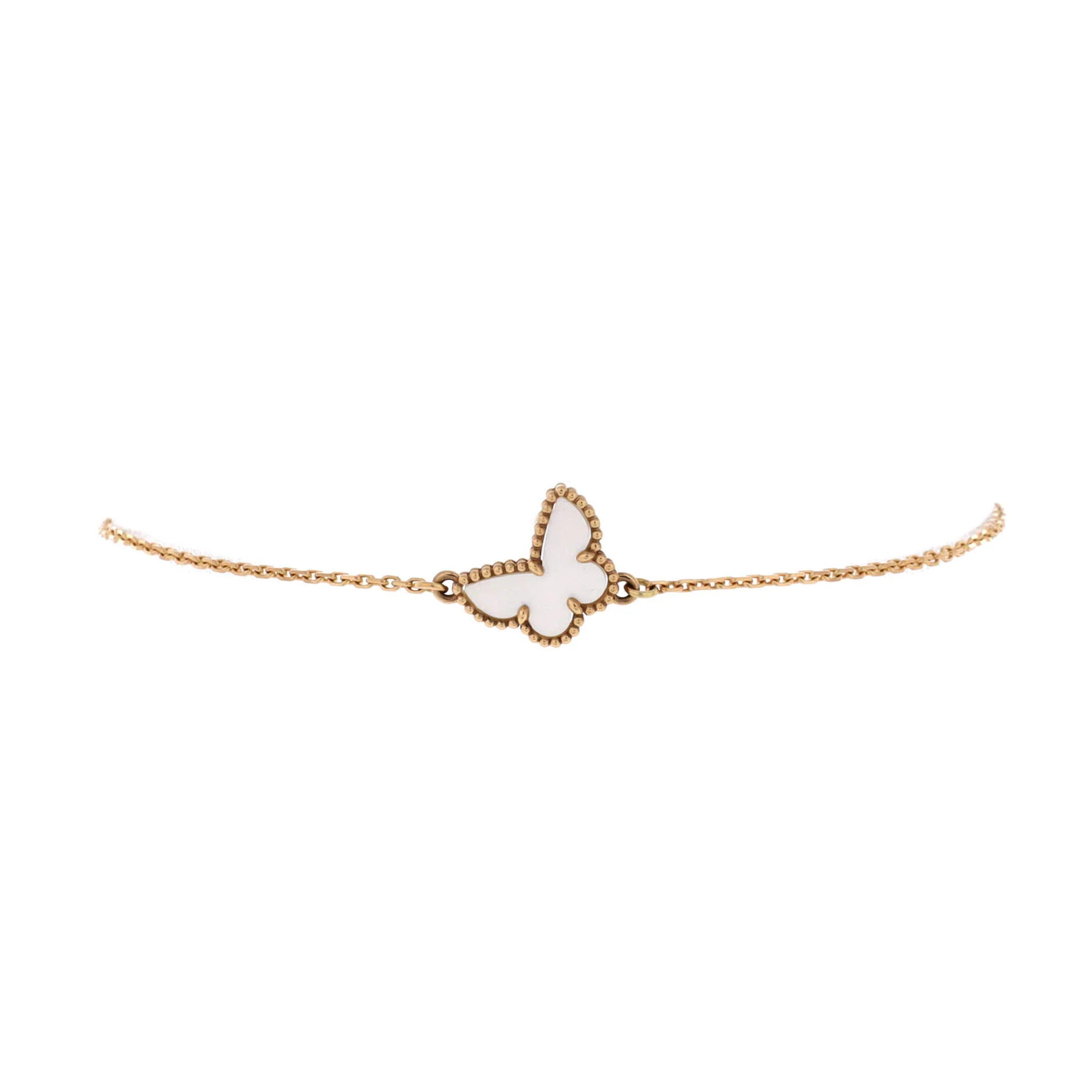Sweet Alhambra Butterfly Bracelet 18K Yellow Gold and Mother of Pearl