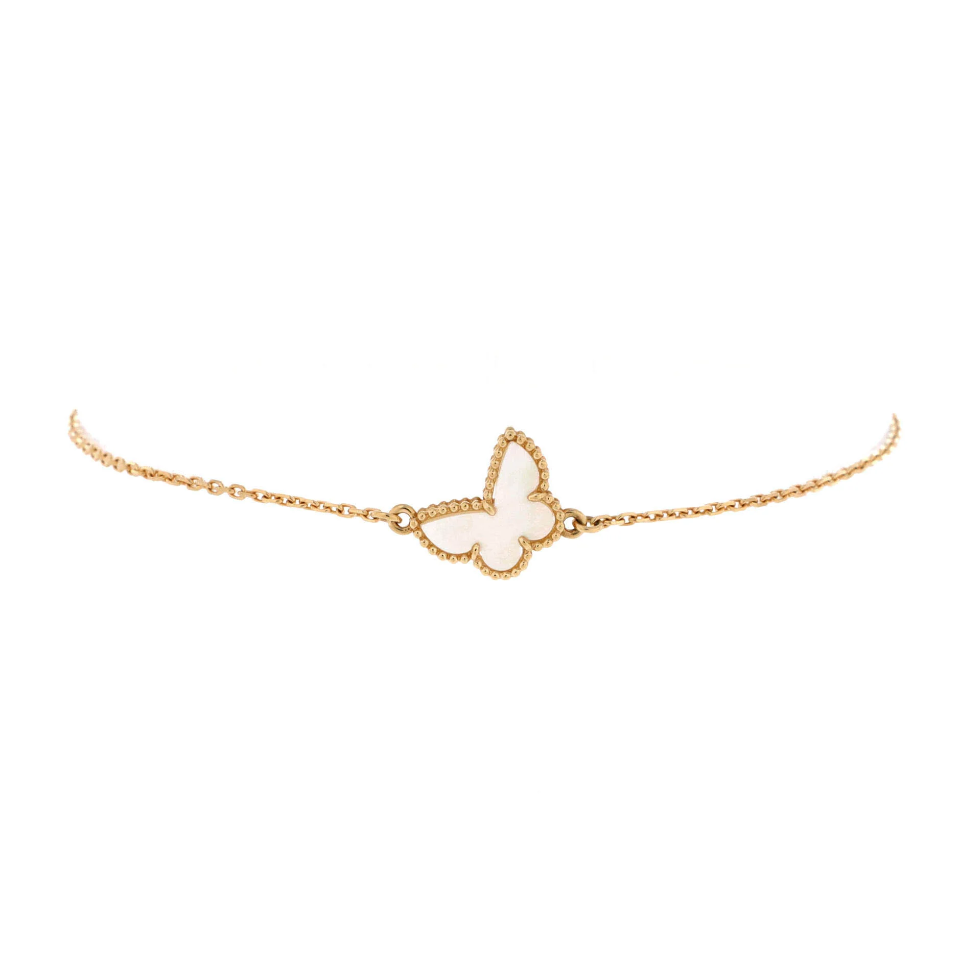 Sweet Alhambra Butterfly Bracelet 18K Yellow Gold and Mother of Pearl