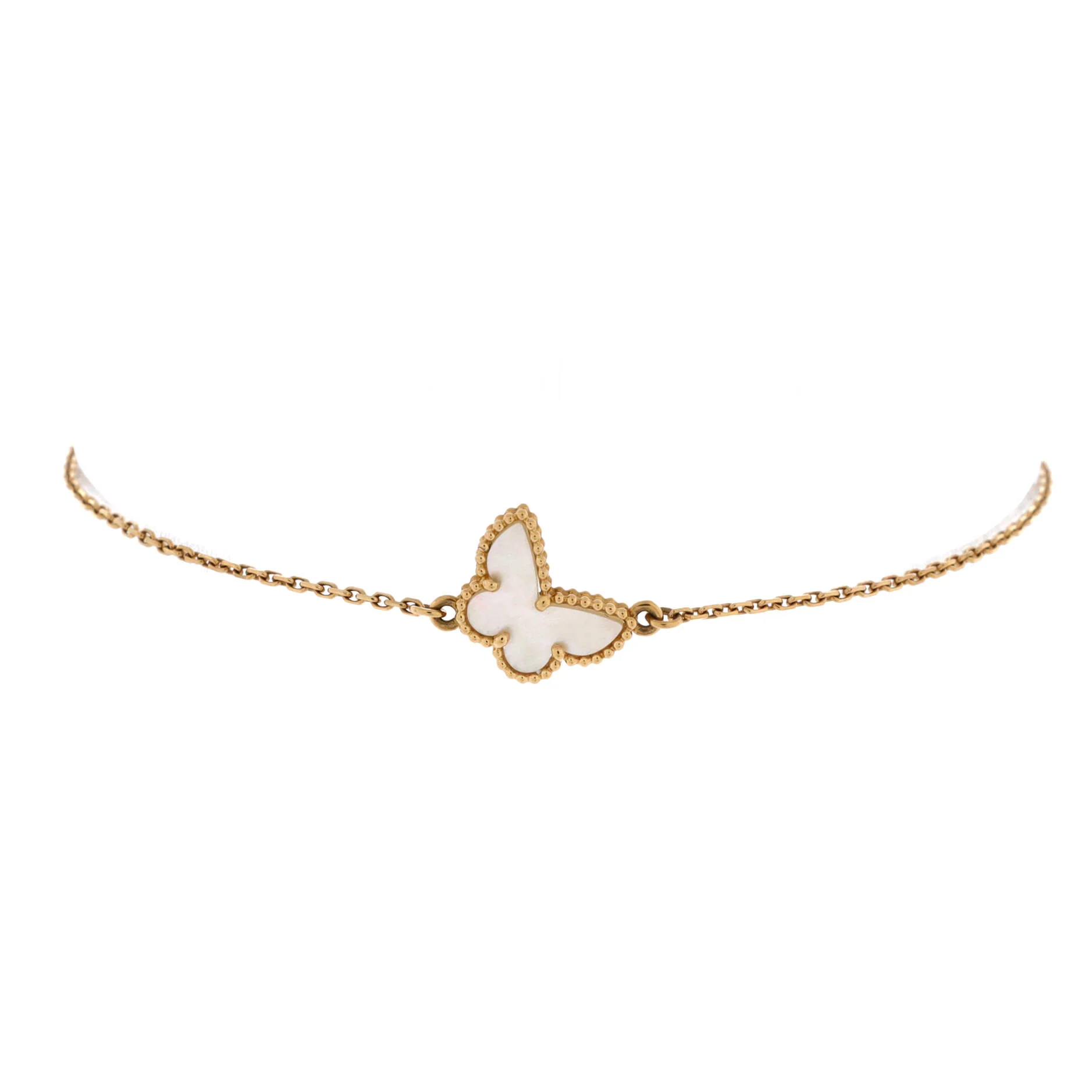 Sweet Alhambra Butterfly Bracelet 18K Yellow Gold and Mother of Pearl