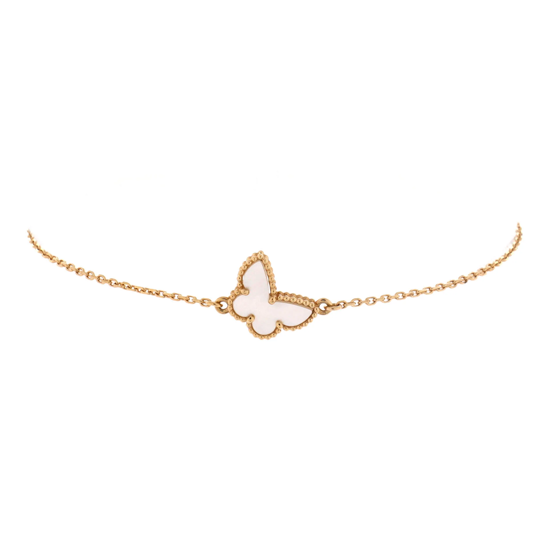 Sweet Alhambra Butterfly Bracelet 18K Yellow Gold and Mother of Pearl