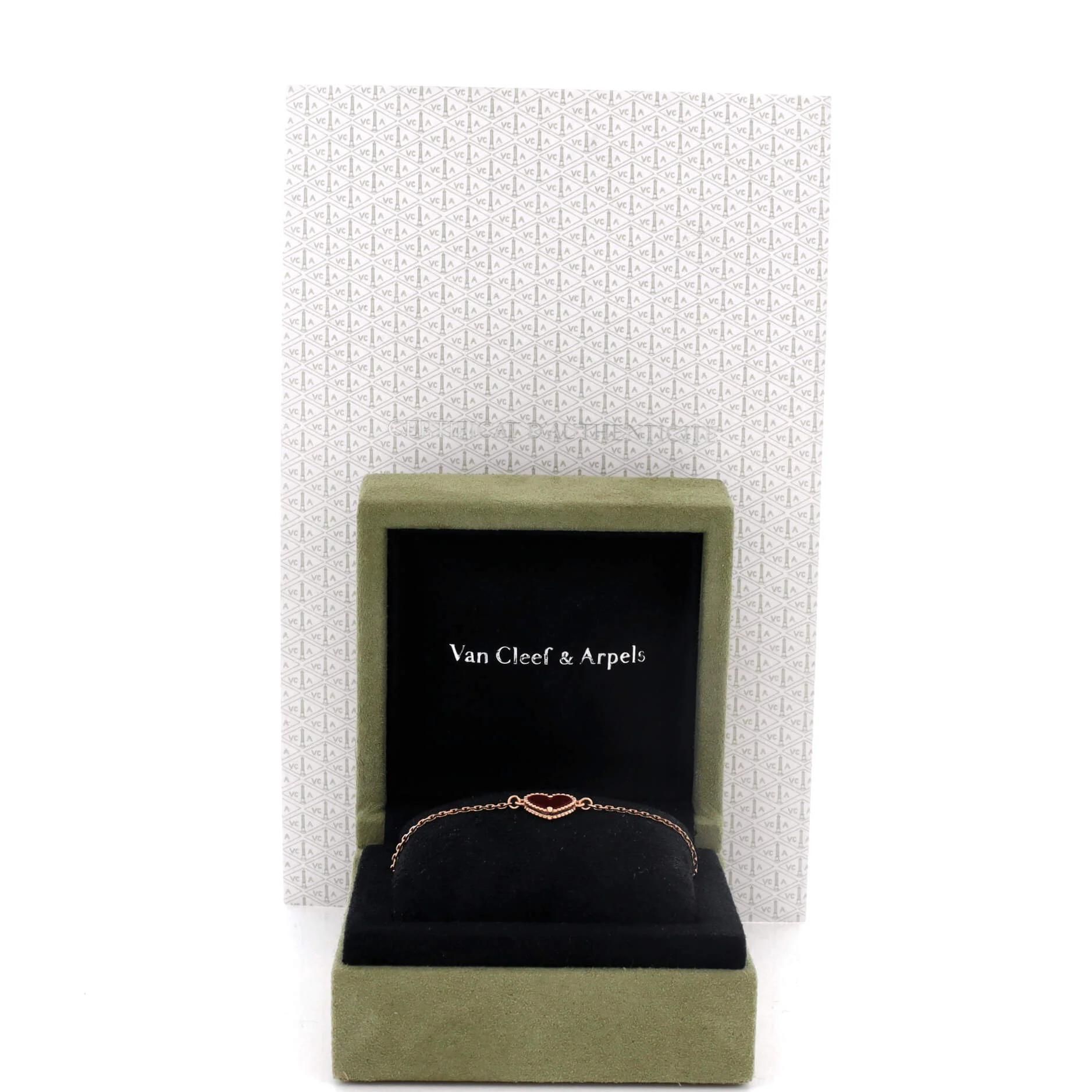 Sweet Alhambra Heart Bracelet 18K Rose Gold with Carnelian - Image 2