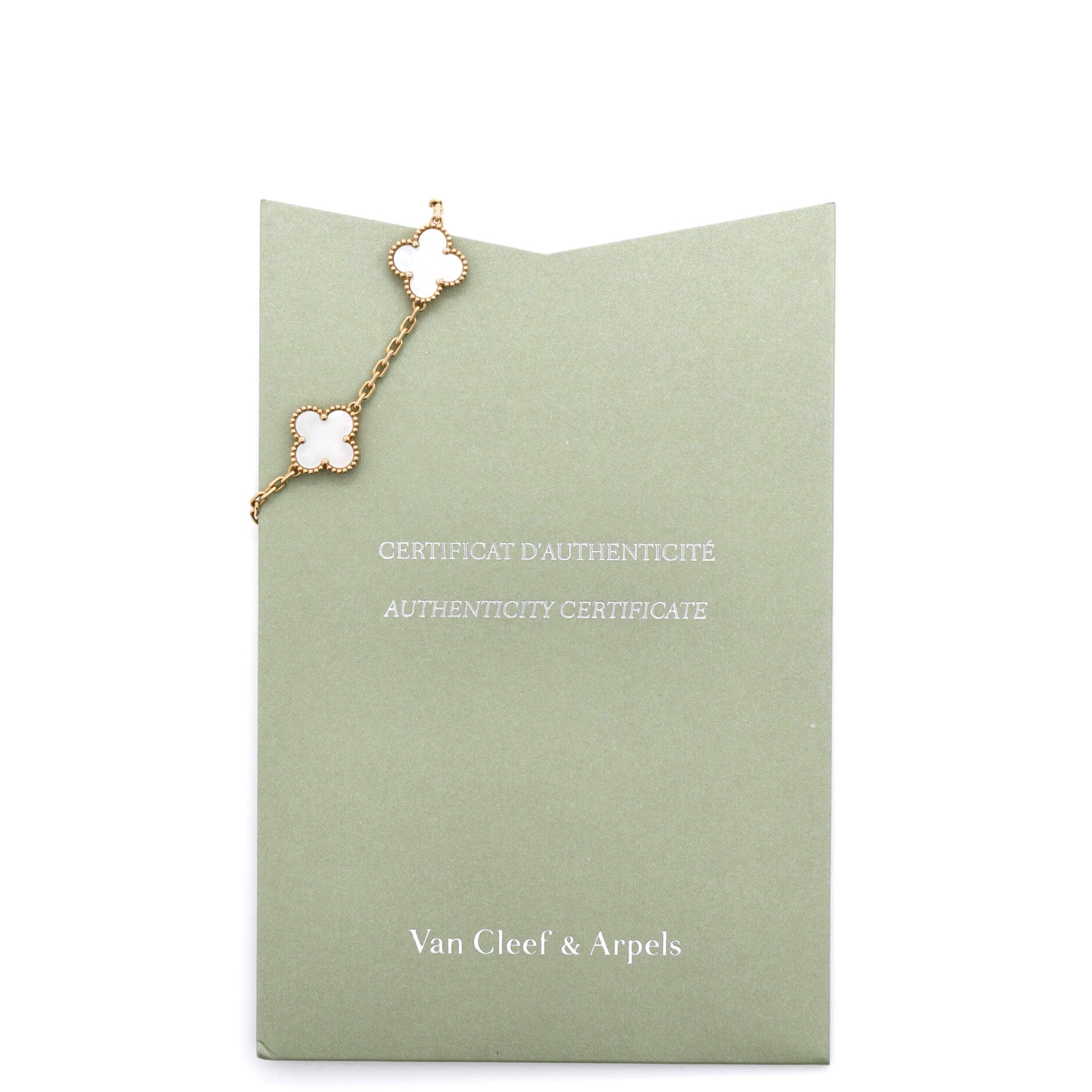 Vintage Alhambra 5 Motifs Bracelet 18K Yellow Gold and Mother of Pearl - Image 2