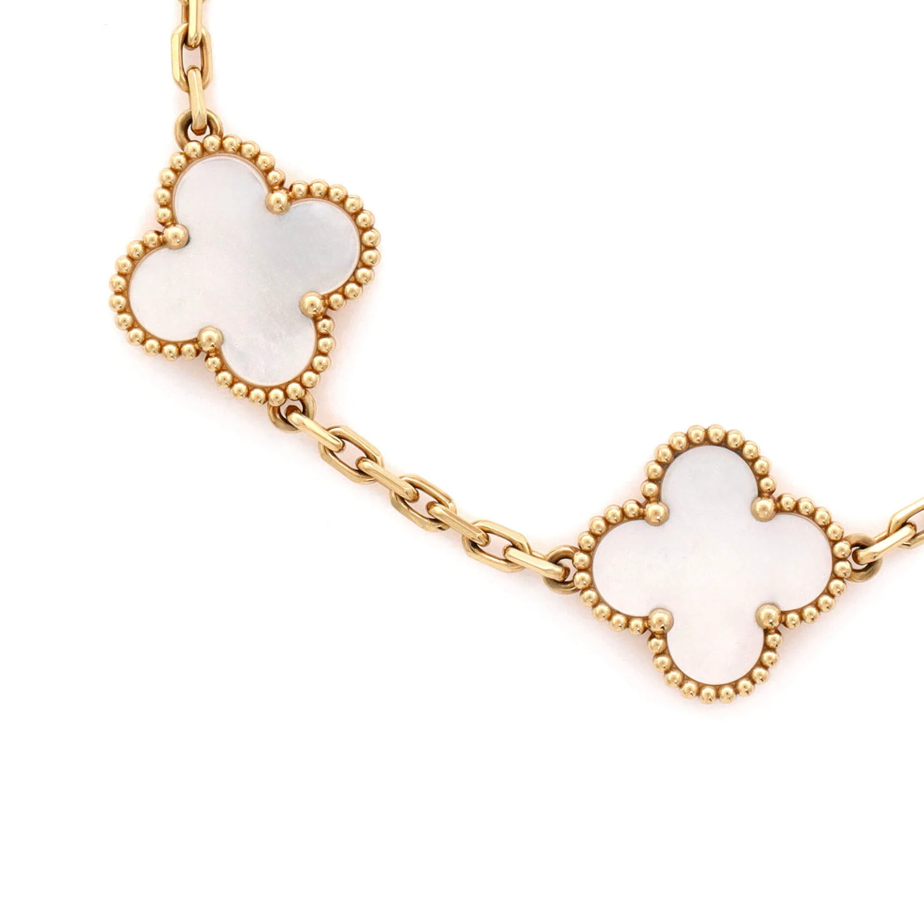 Vintage Alhambra 5 Motifs Bracelet 18K Yellow Gold and Mother of Pearl - Image 4