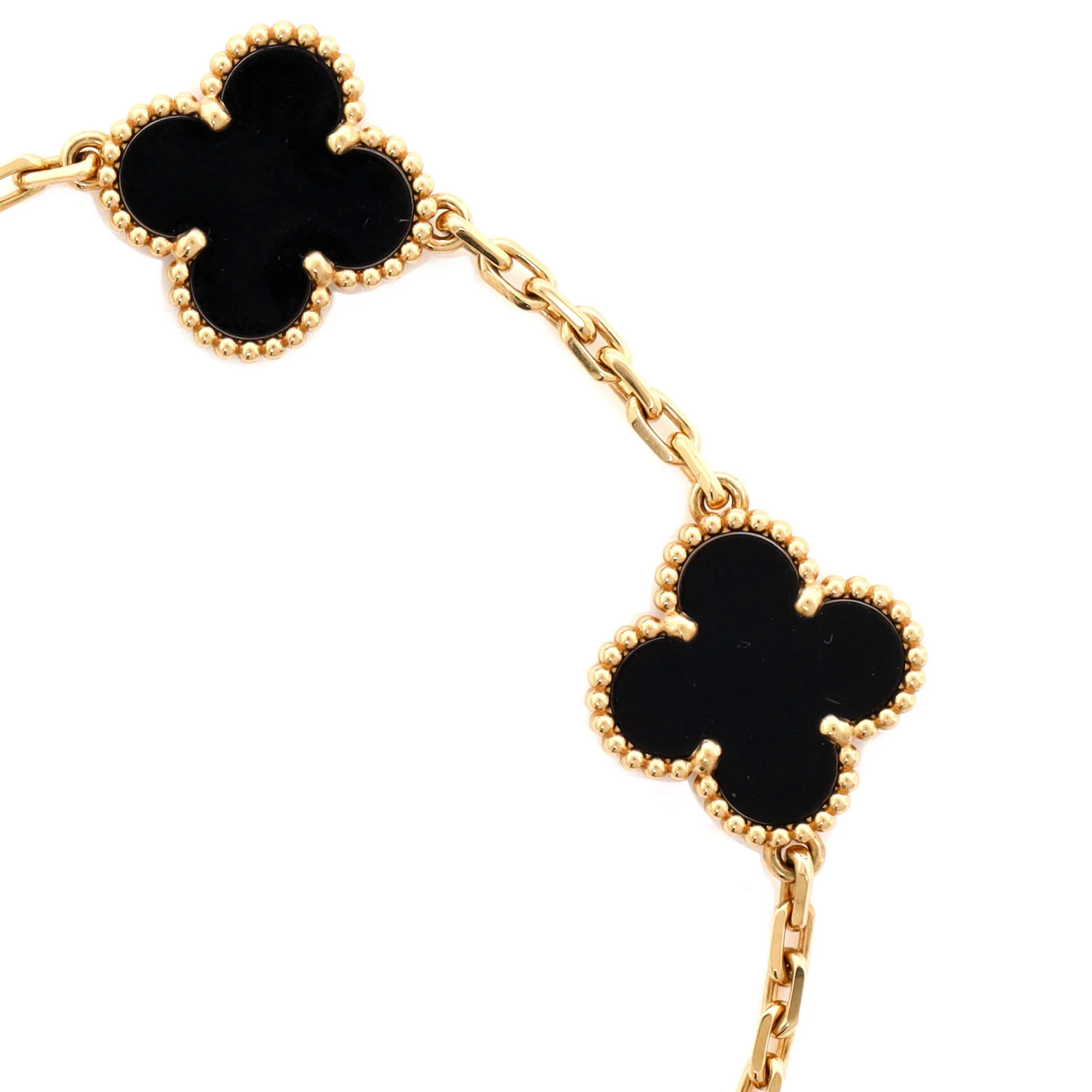 Vintage Alhambra 5 Motifs Bracelet 18K Yellow Gold and Onyx - Image 4