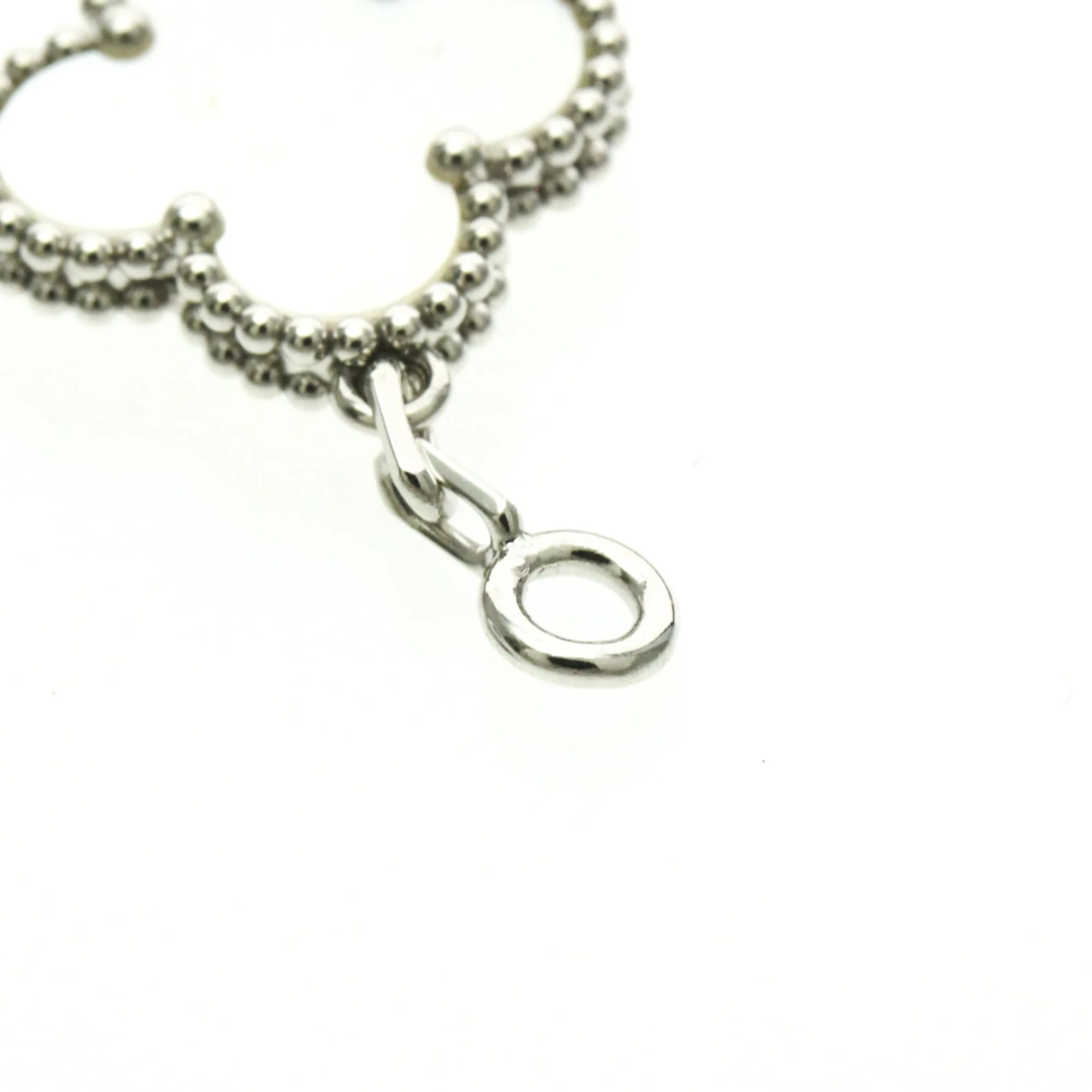 Vintage Alhambra Bracelet Sterling Silver and 18K White Gold and Mother of Pearl - Image 4