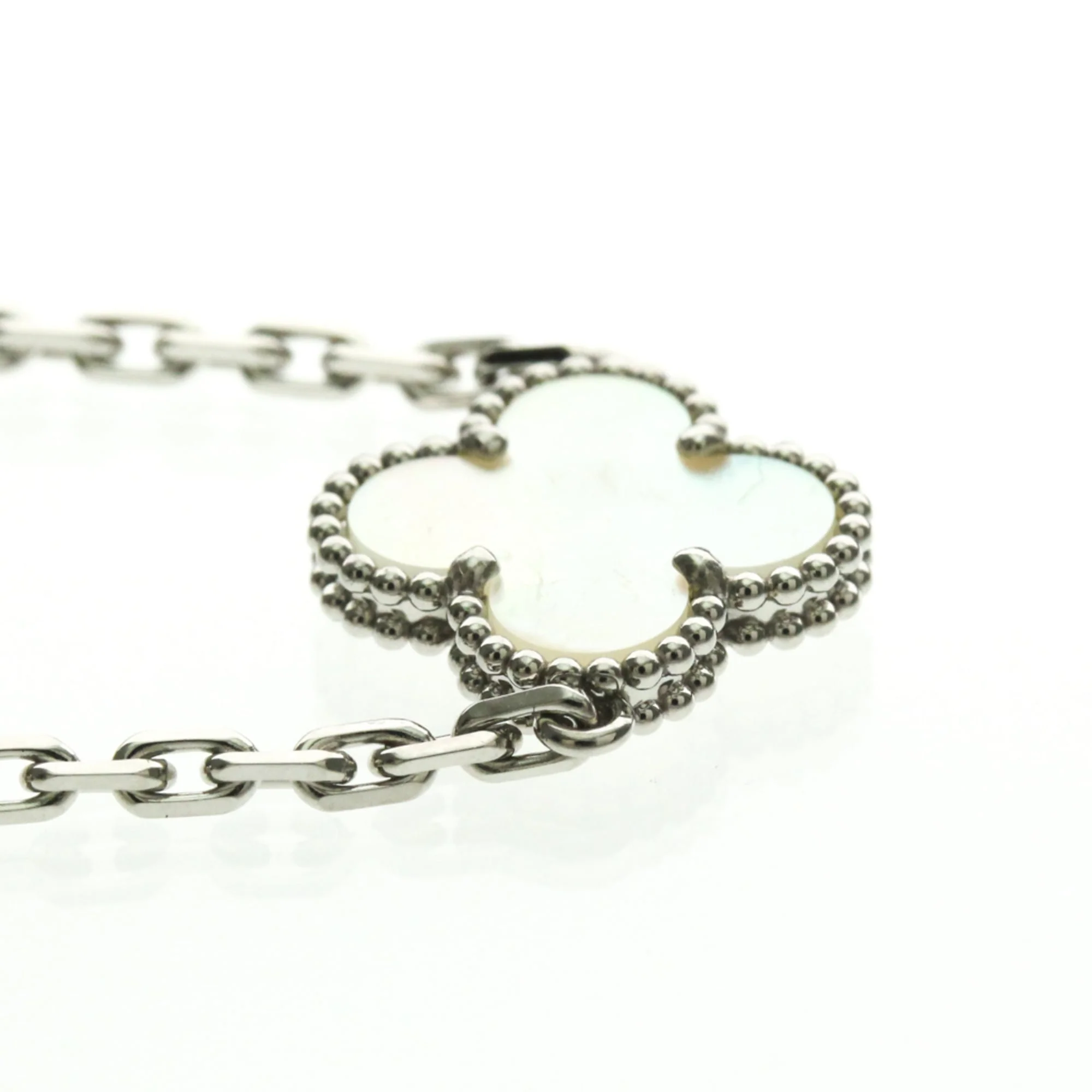 Vintage Alhambra Bracelet Sterling Silver and 18K White Gold and Mother of Pearl - Image 6