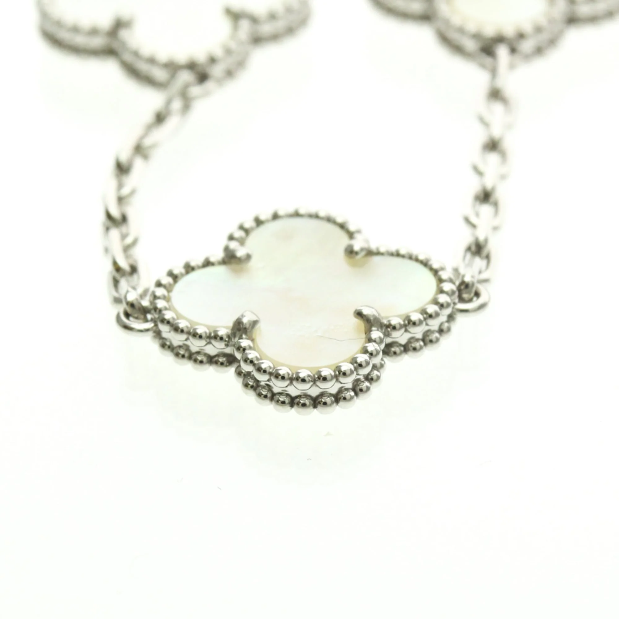 Vintage Alhambra Bracelet Sterling Silver and 18K White Gold and Mother of Pearl - Image 7