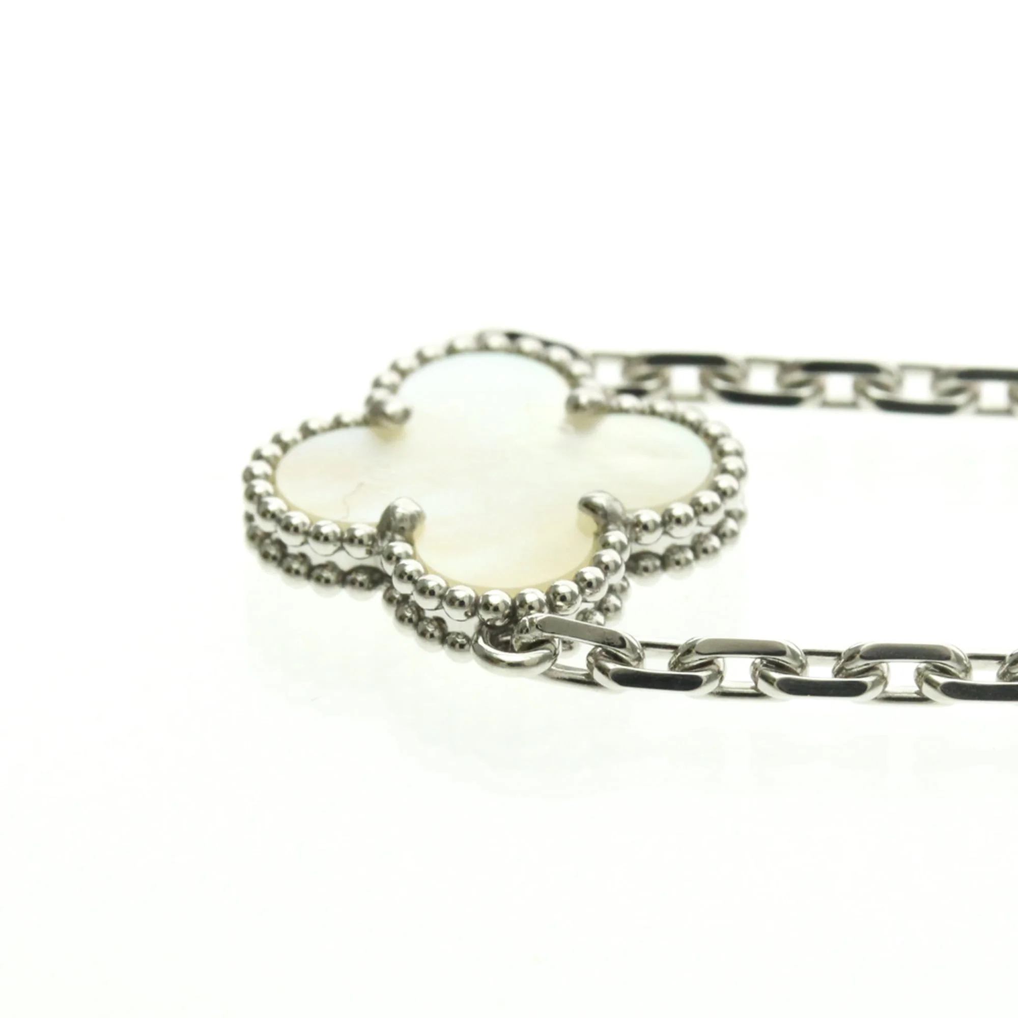 Vintage Alhambra Bracelet Sterling Silver and 18K White Gold and Mother of Pearl - Image 8